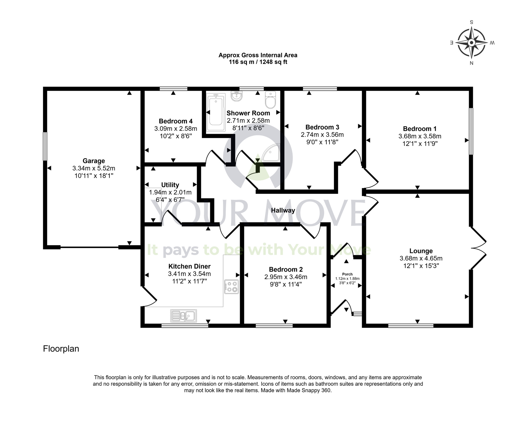 Floorplan of 4 bedroom Detached Bungalow for sale, Hill Street, Dufftown, Moray, AB55