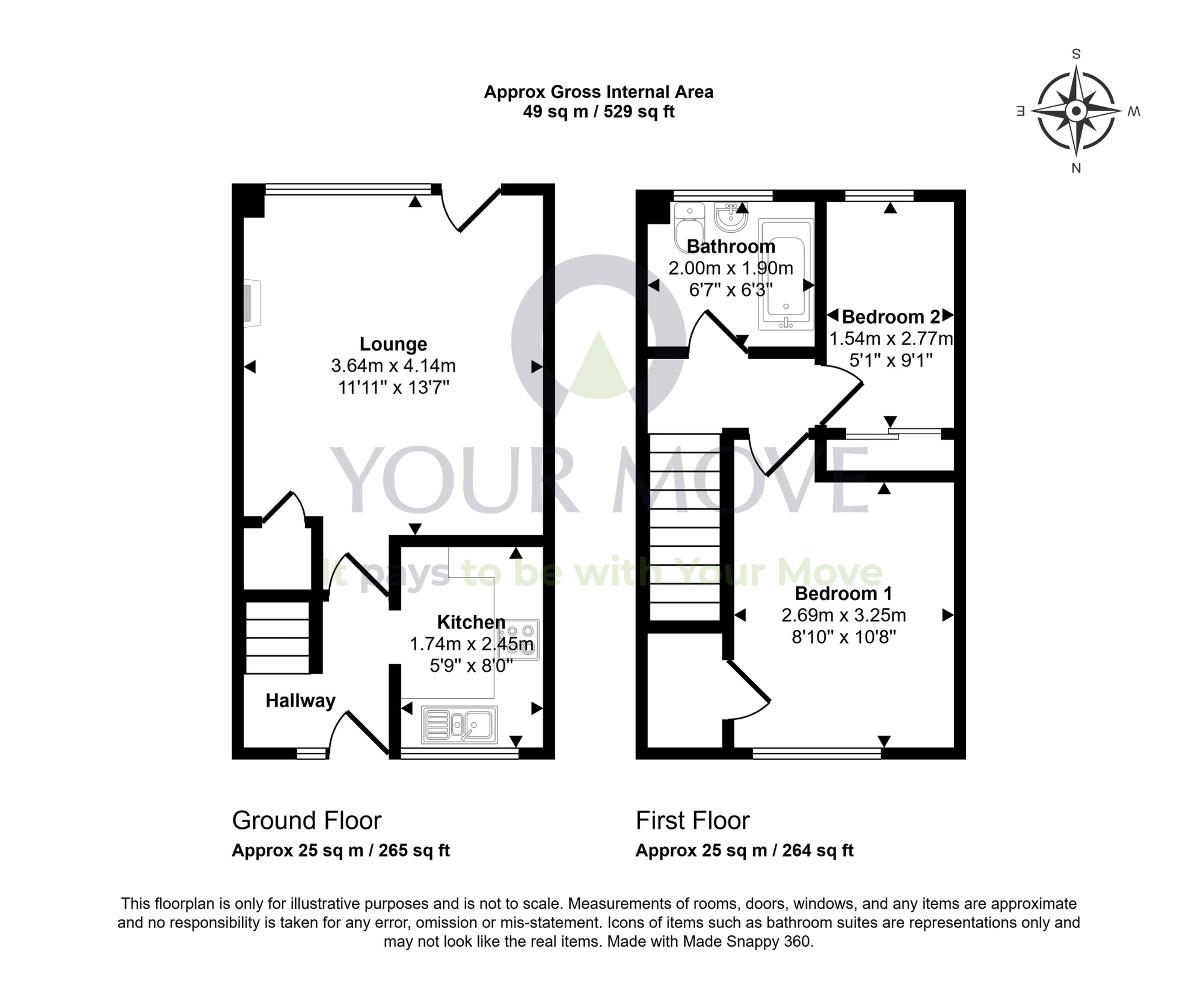 Floorplan of 2 bedroom End Terrace House for sale, Golf View Crescent, New Elgin, Moray, IV30