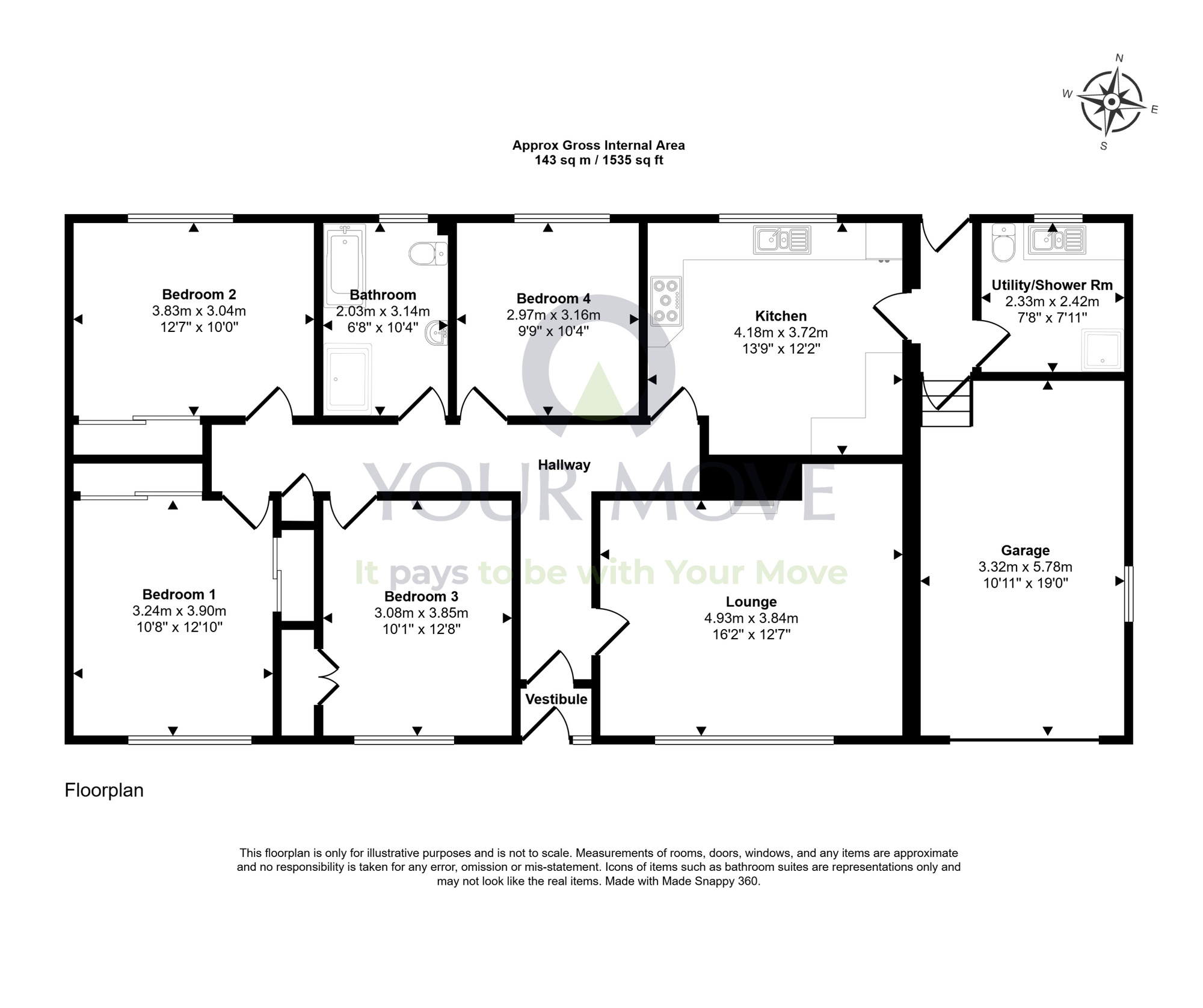 Floorplan of 4 bedroom Detached Bungalow for sale, Knockando, Aberlour, Moray, AB38