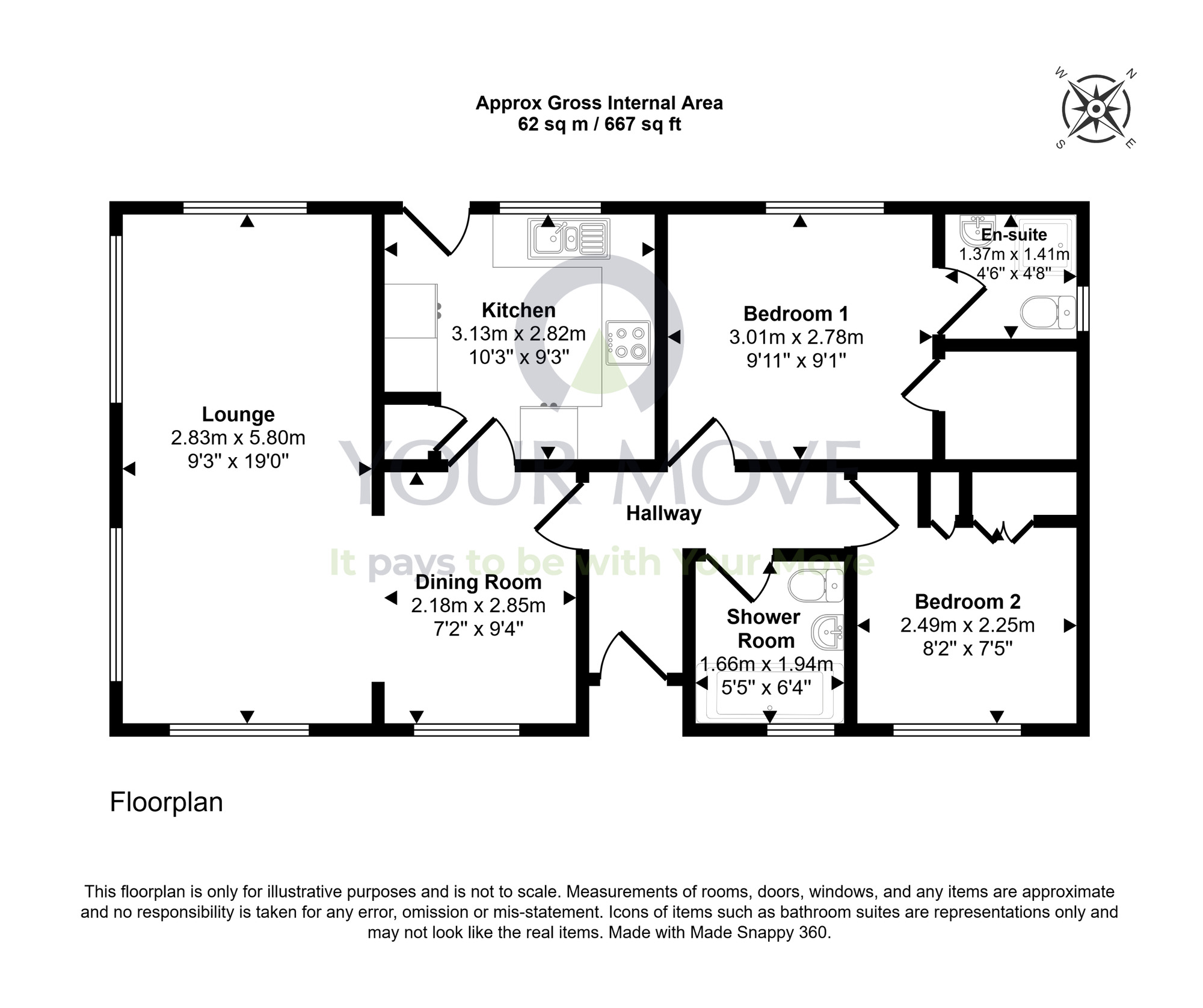 Floorplan of 2 bedroom Detached Bungalow for sale, Ashgrove Park, Elgin, Moray, IV30