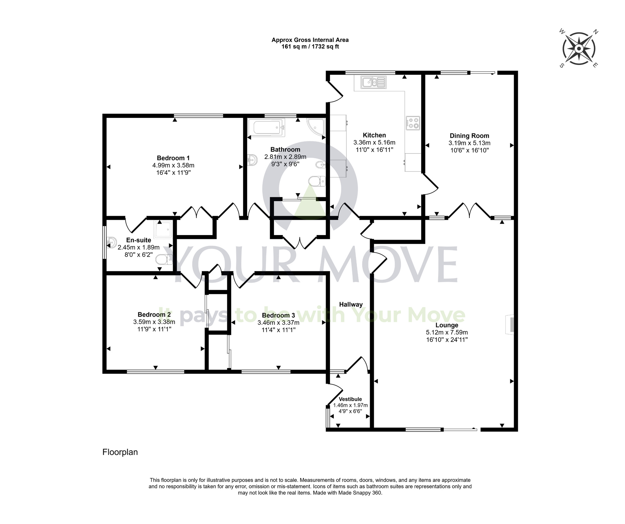 Floorplan of 3 bedroom Detached Bungalow for sale, Nelson Terrace, Keith, Moray, AB55
