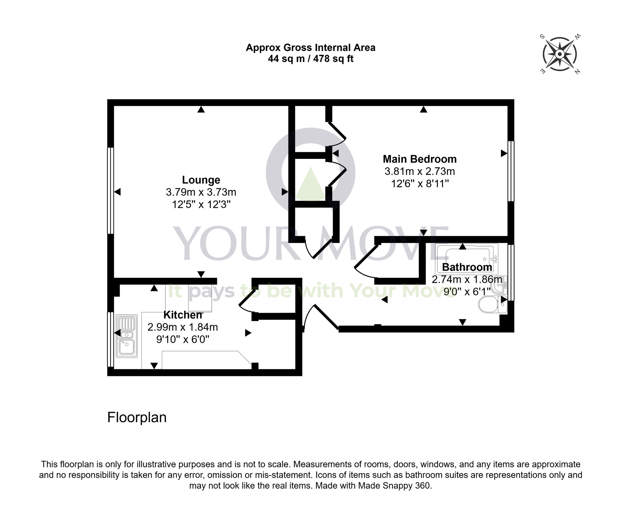 Floorplan of 1 bedroom Flat for sale, Alba Place, Bishopmill, Moray, IV30