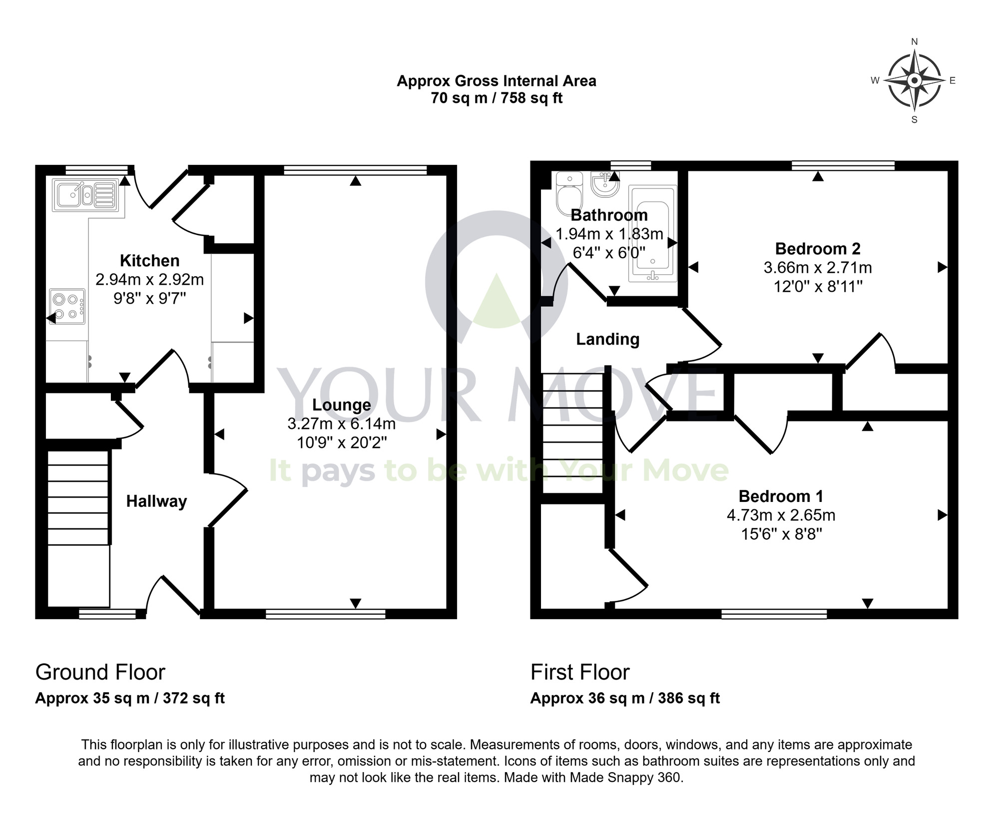 Floorplan of 2 bedroom Mid Terrace House for sale, Balmoral Terrace, Elgin, Moray, IV30