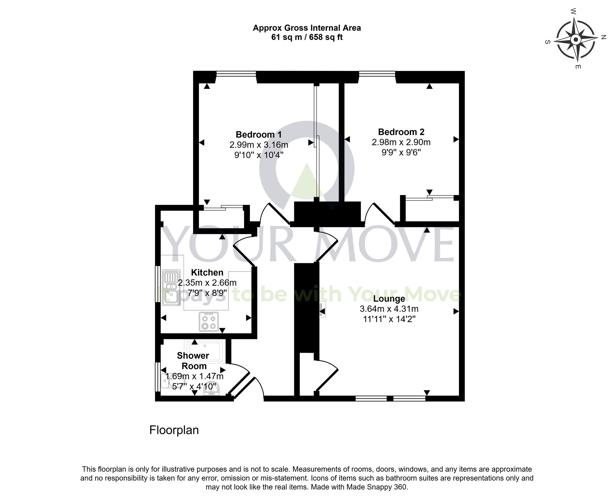 Floorplan of 2 bedroom Flat for sale, Newmill Road, Elgin, Moray, IV30