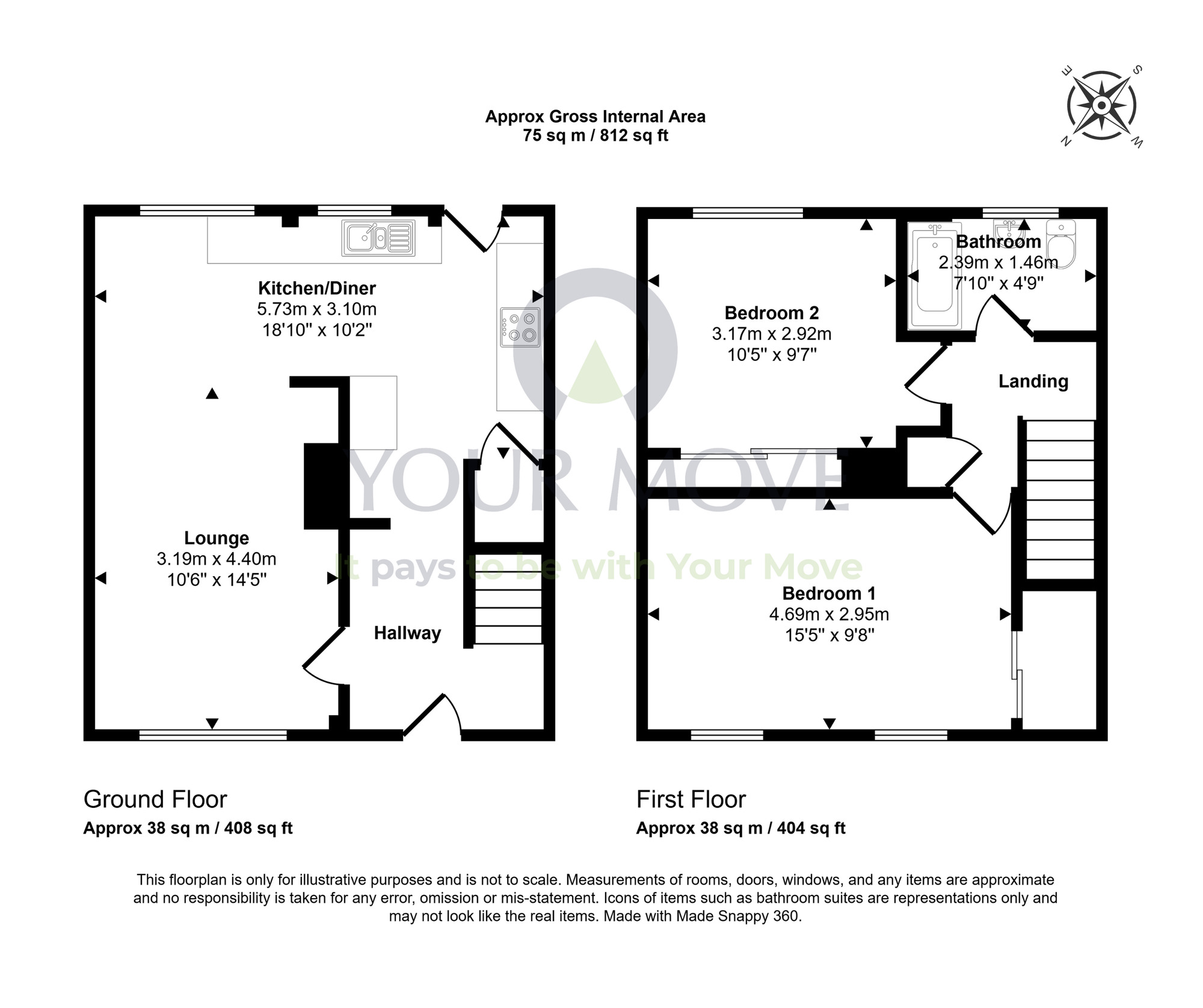 Floorplan of 2 bedroom Mid Terrace House for sale, MacDonald Drive, Lossiemouth, Moray, IV31