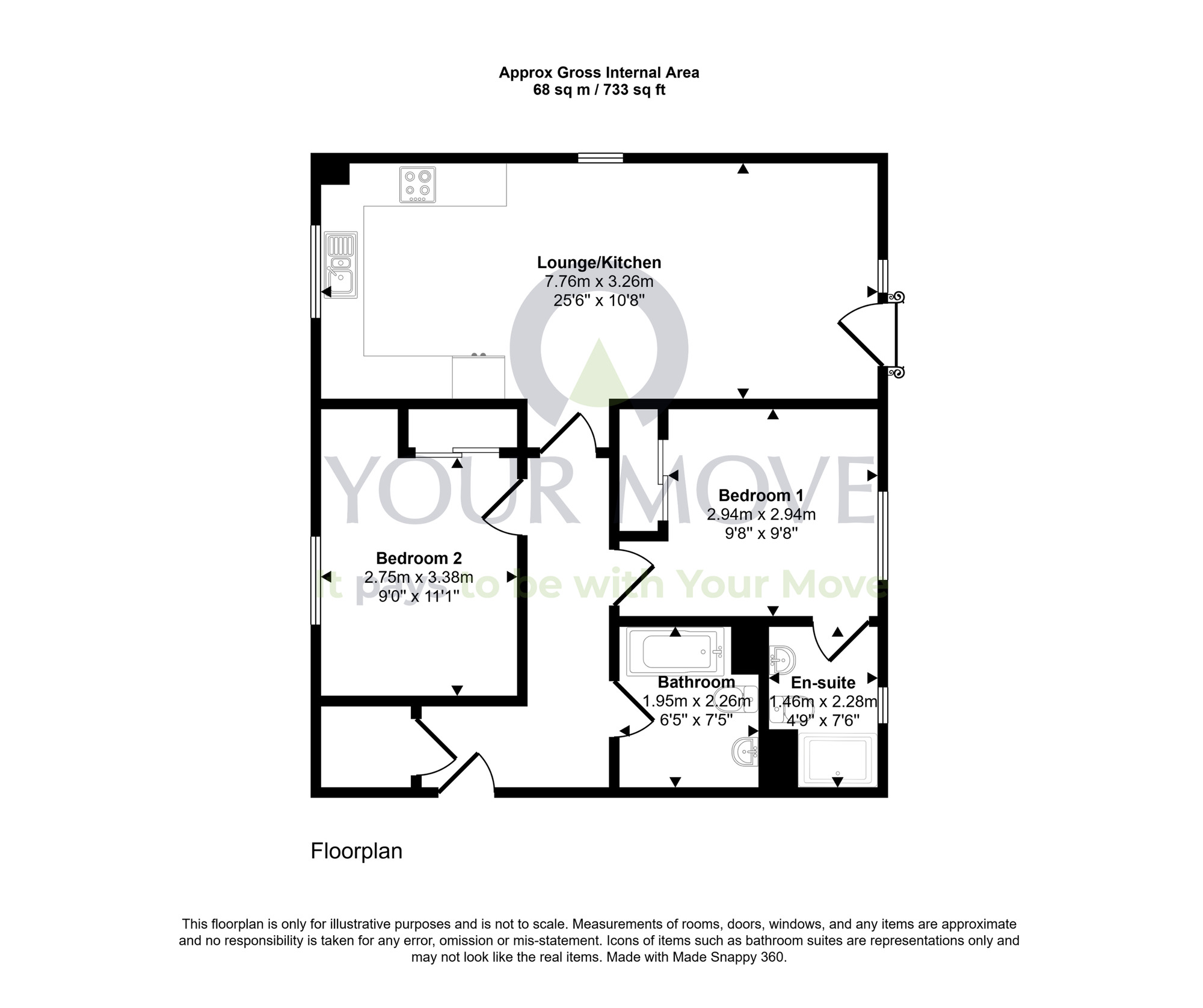 Floorplan of 2 bedroom Flat for sale, Jasmine Drive, Elgin, Moray, IV30