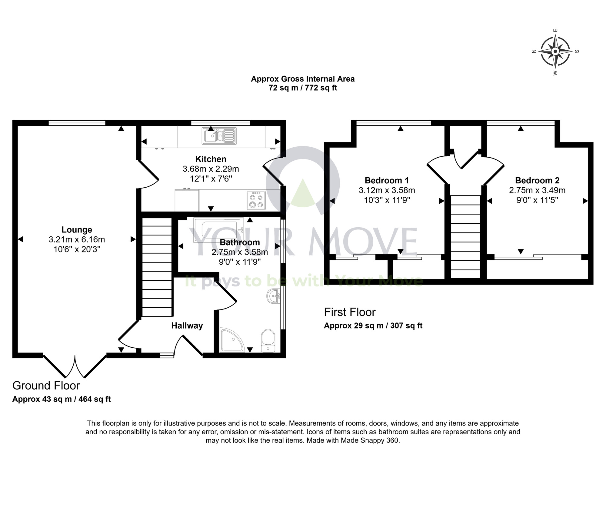 Floorplan of 2 bedroom Semi Detached House for sale, Golf View Crescent, New Elgin, Moray, IV30