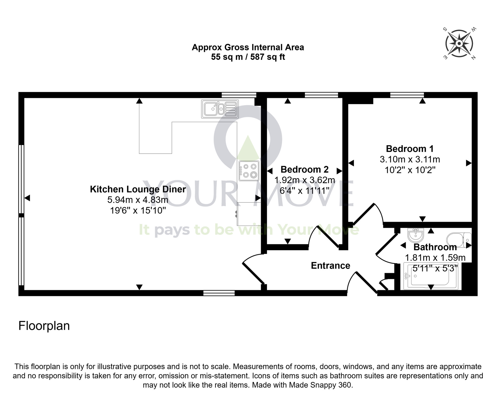 Floorplan of 2 bedroom Flat for sale, Batchen Lane, Elgin, Moray, IV30