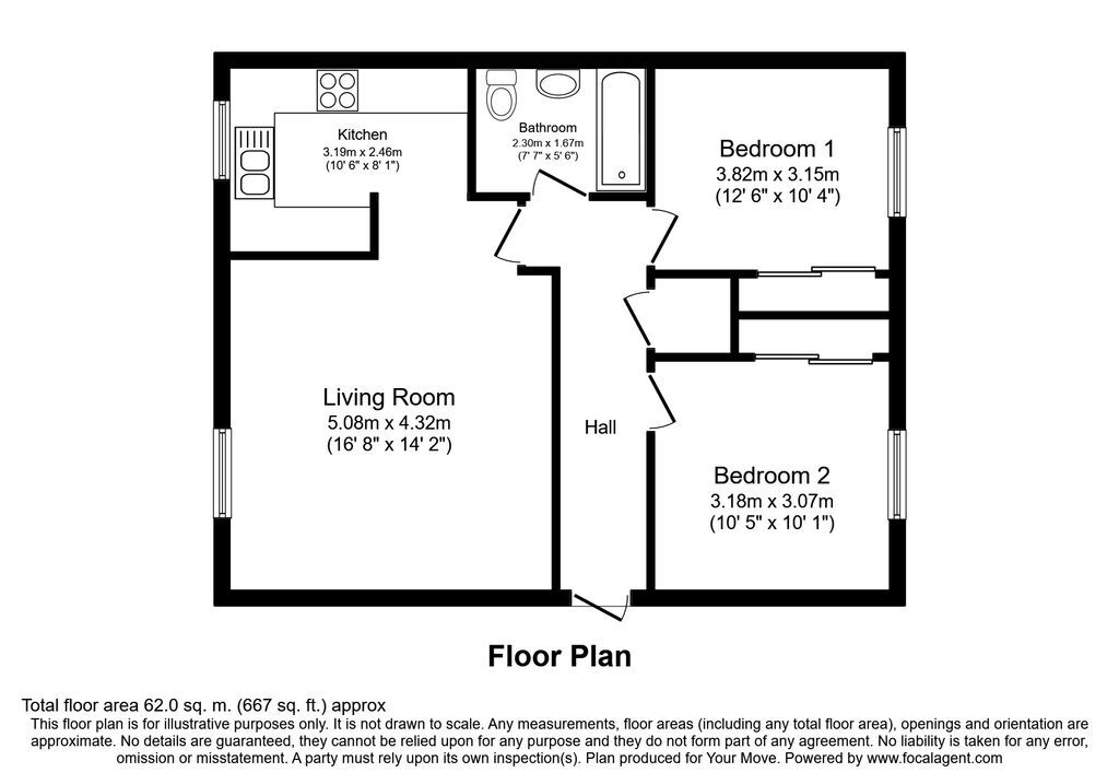 Floorplan of 2 bedroom Flat for sale, Pansport Court, Elgin, Moray, IV30
