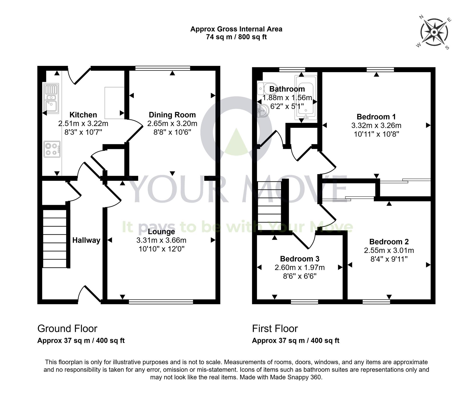 Floorplan of 3 bedroom Mid Terrace House for sale, Springfield Drive, Elgin, Moray, IV30