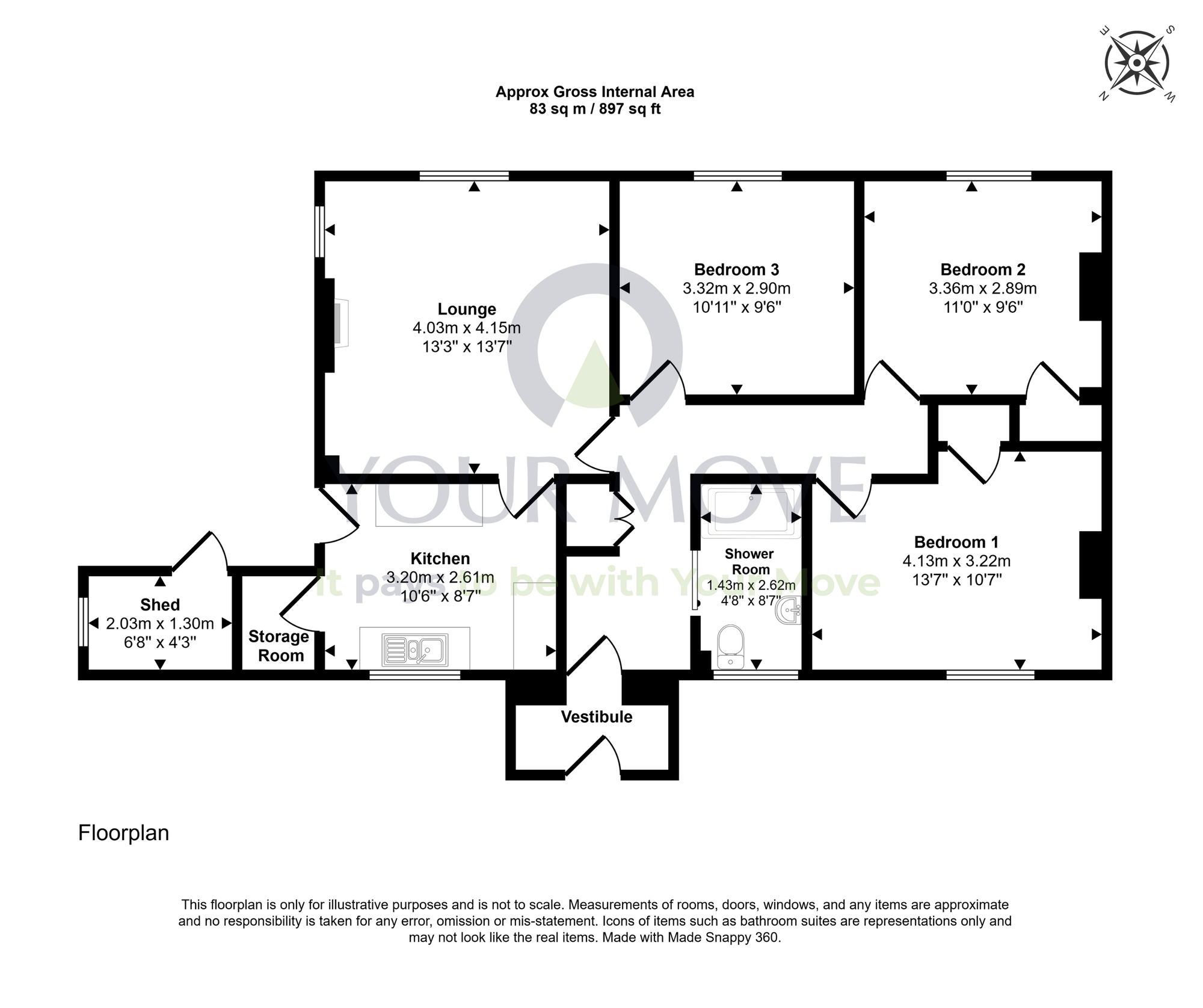 Floorplan of 3 bedroom Semi Detached Bungalow for sale, Dunbar Street, Lossiemouth, Moray, IV31