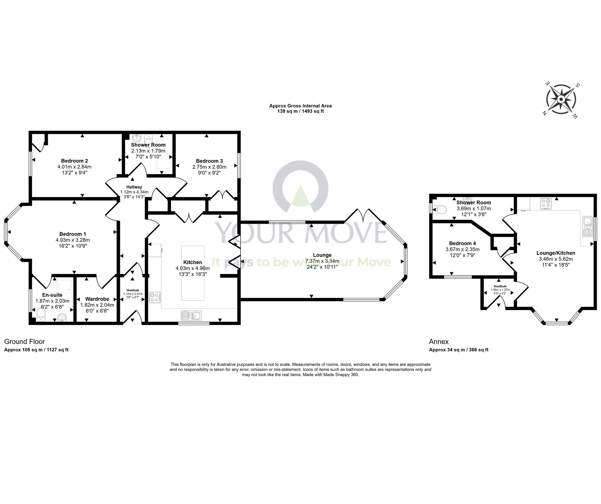 Floorplan of 4 bedroom Semi Detached Bungalow for sale, Taylor Place, Bishopmill, Moray, IV30