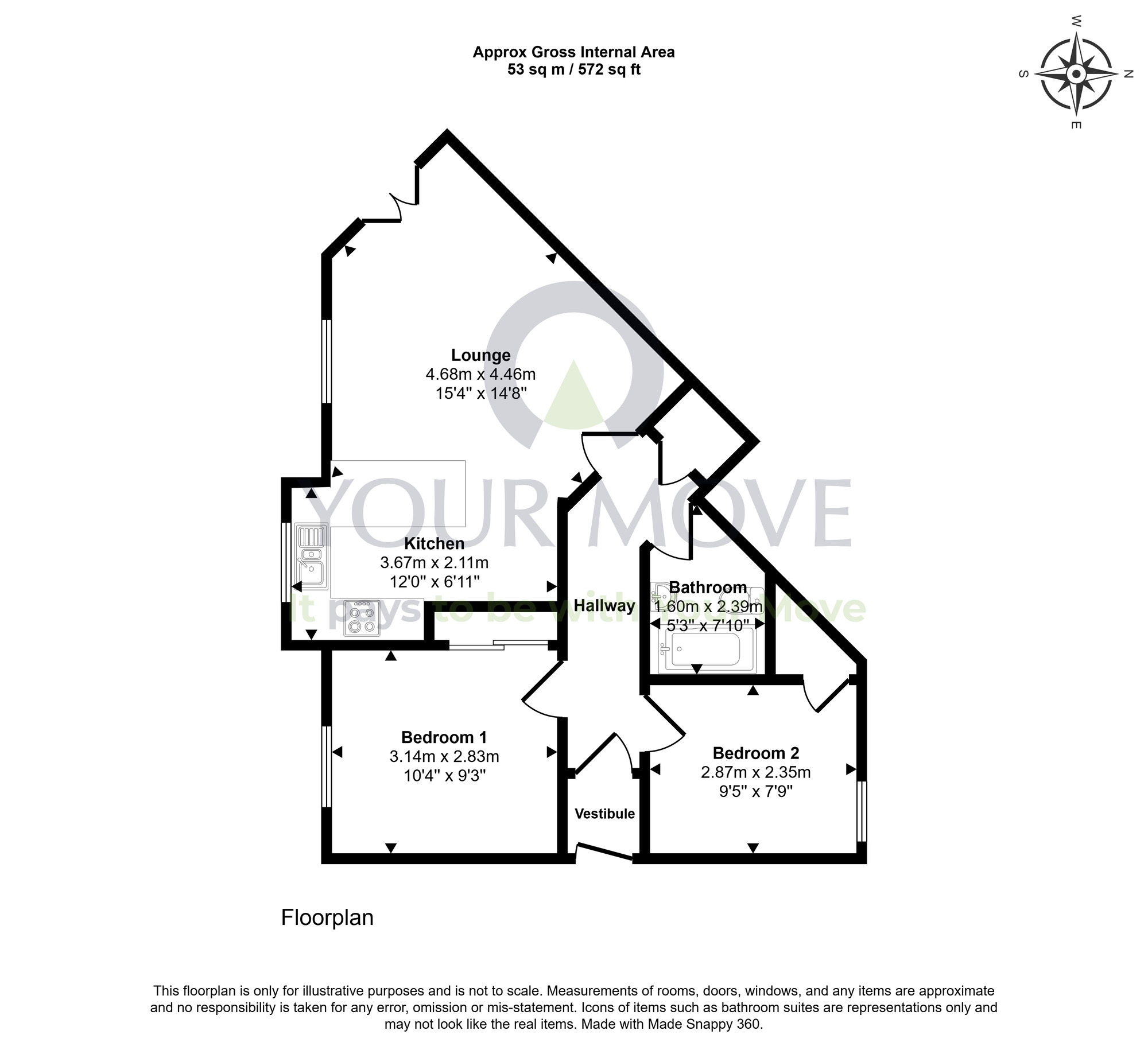 Floorplan of 2 bedroom Flat for sale, Balnageith Rise, Forres, Moray, IV36