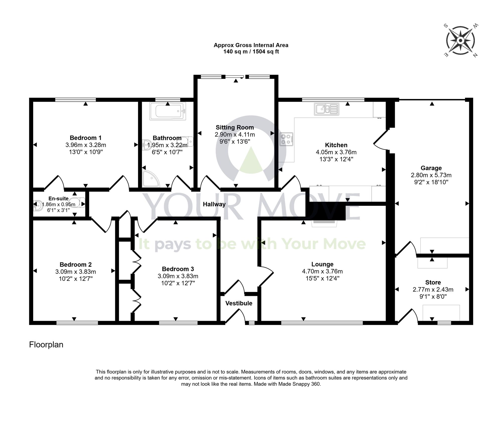 Floorplan of 3 bedroom Detached Bungalow for sale, Inchberry Place, Fochabers, Moray, IV32