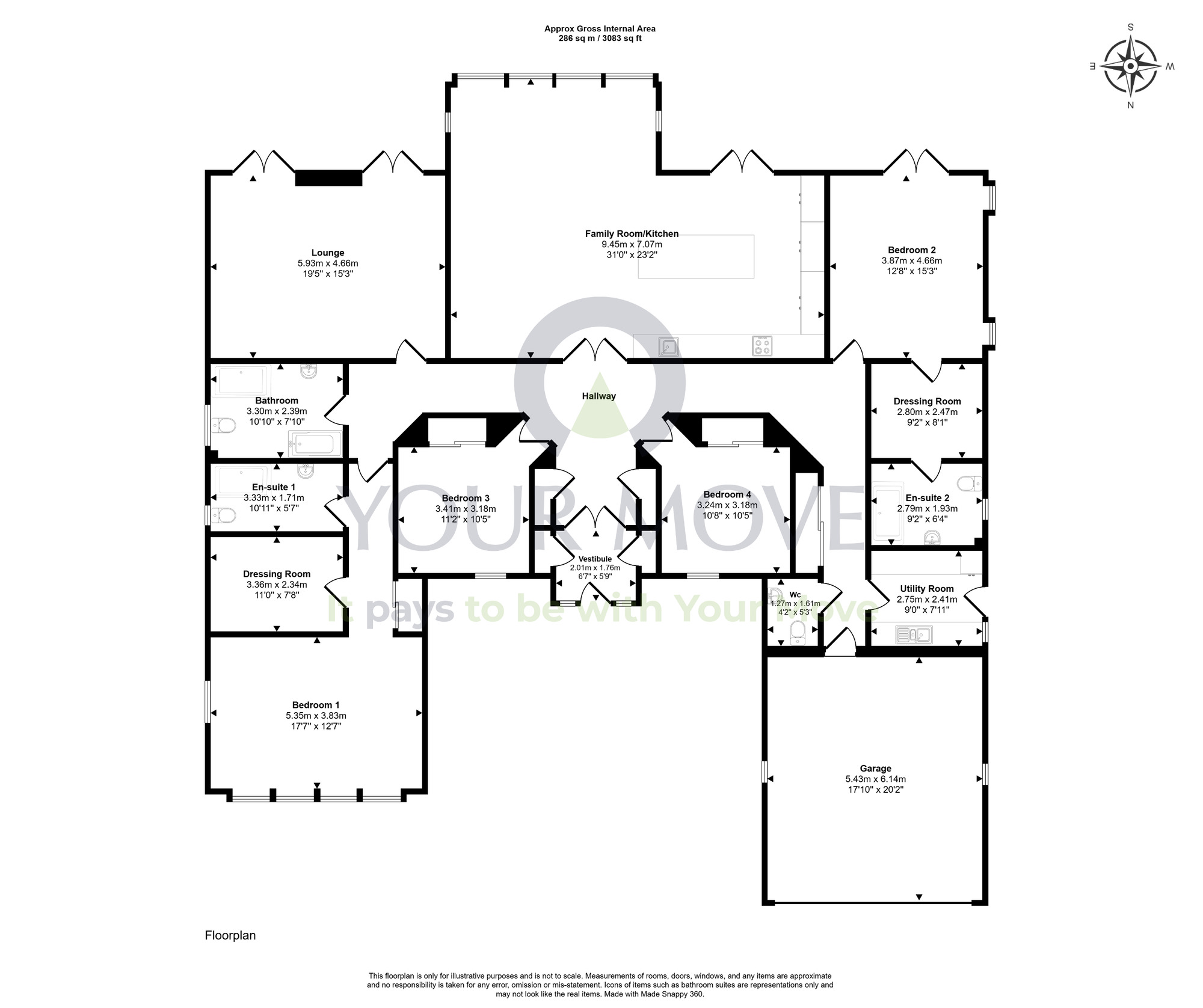 Floorplan of 4 bedroom Detached Bungalow for sale, Lithe Lochan, Longmorn, Moray, IV30