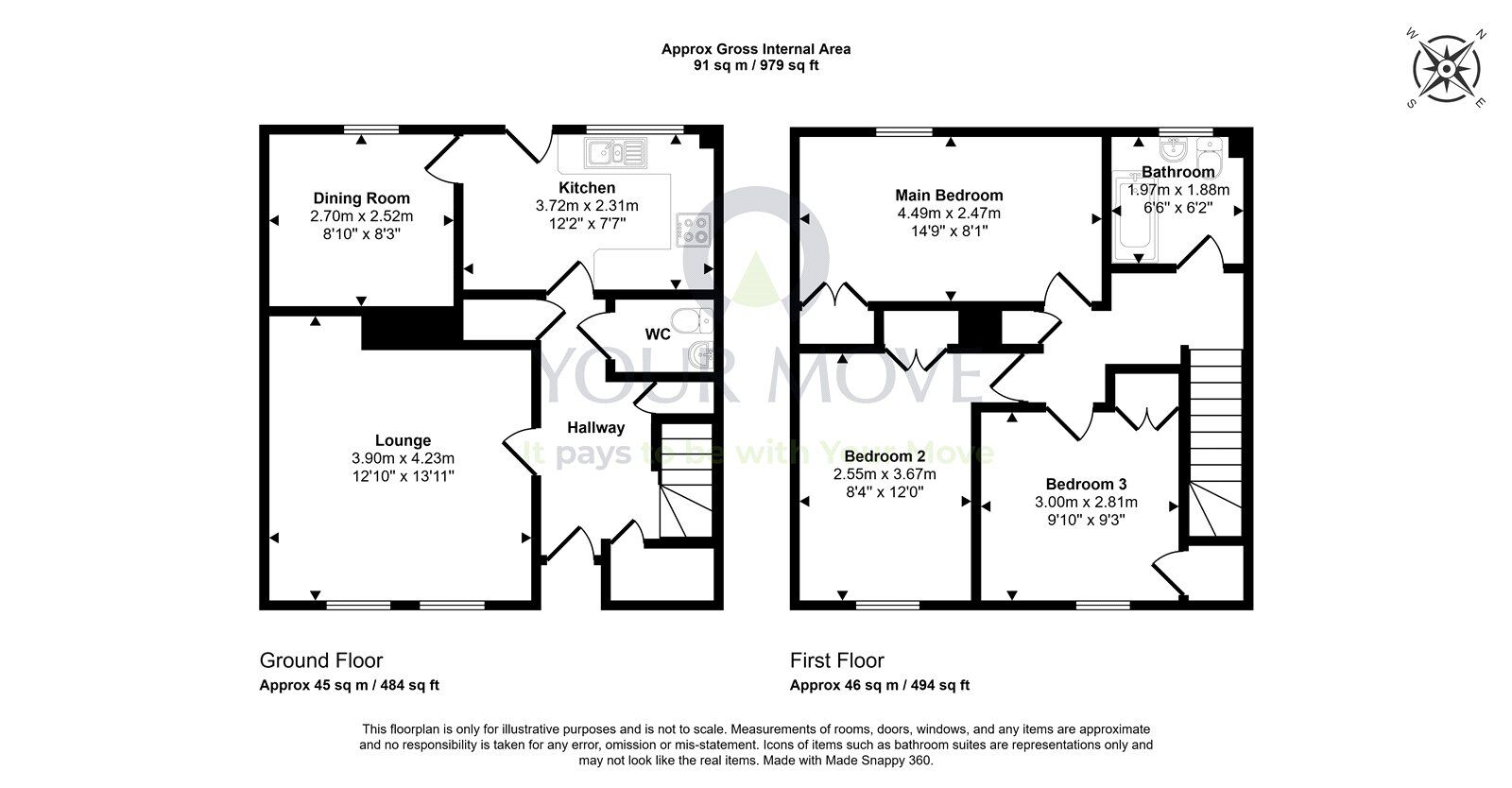 Floorplan of 3 bedroom Semi Detached House for sale, Forties Place, Lossiemouth, Moray, IV31