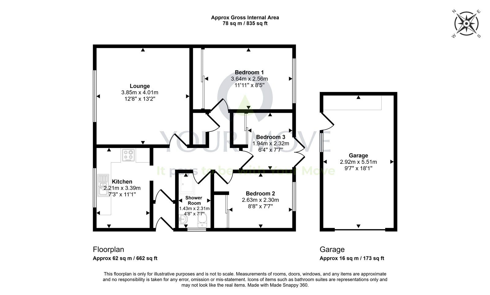 Floorplan of 3 bedroom Semi Detached Bungalow for sale, Springfield Drive, Elgin, Moray, IV30