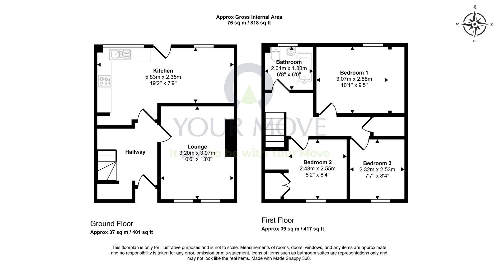Floorplan of 3 bedroom Semi Detached House for sale, Beechfield Road, Elgin, Moray, IV30