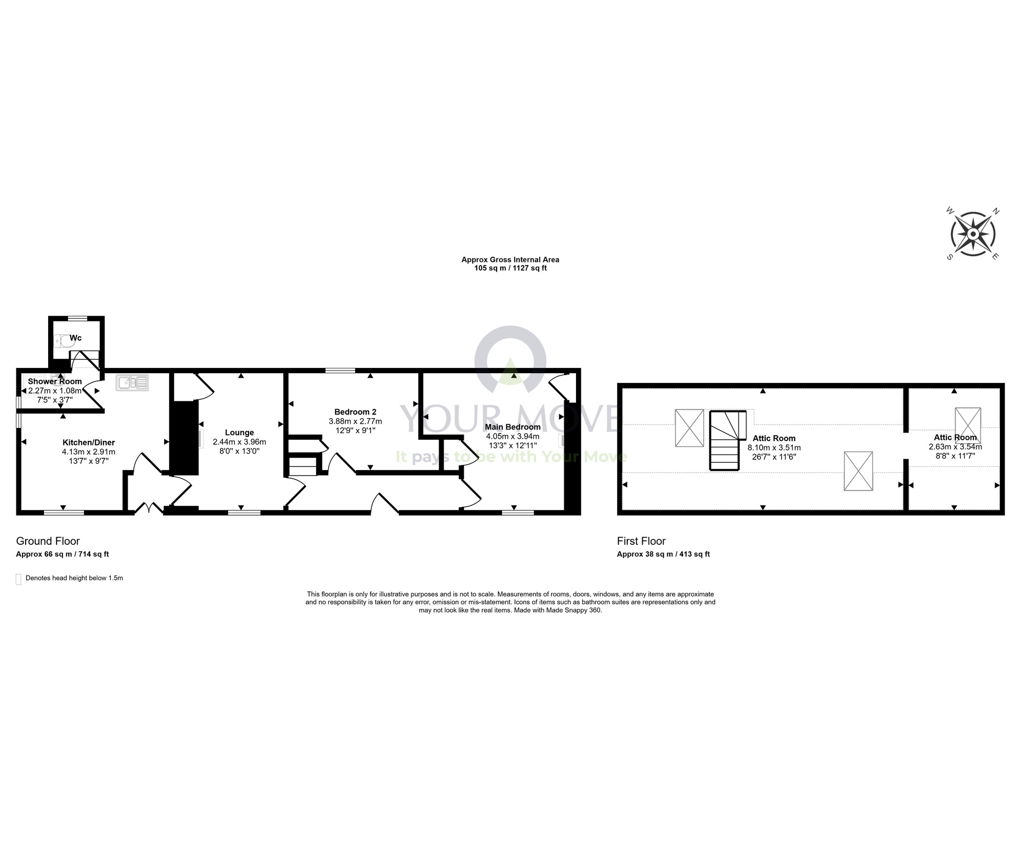 Floorplan of 2 bedroom Semi Detached House for sale, Maggieknockater, Craigellachie, Moray, AB38