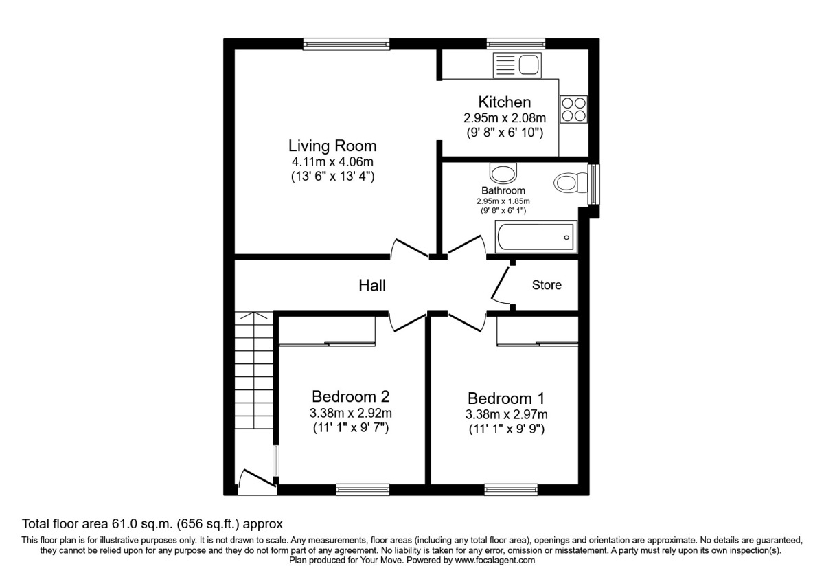 Floorplan of 2 bedroom  Flat to rent, Knockomie Rise, Forres, Morayshire, IV36
