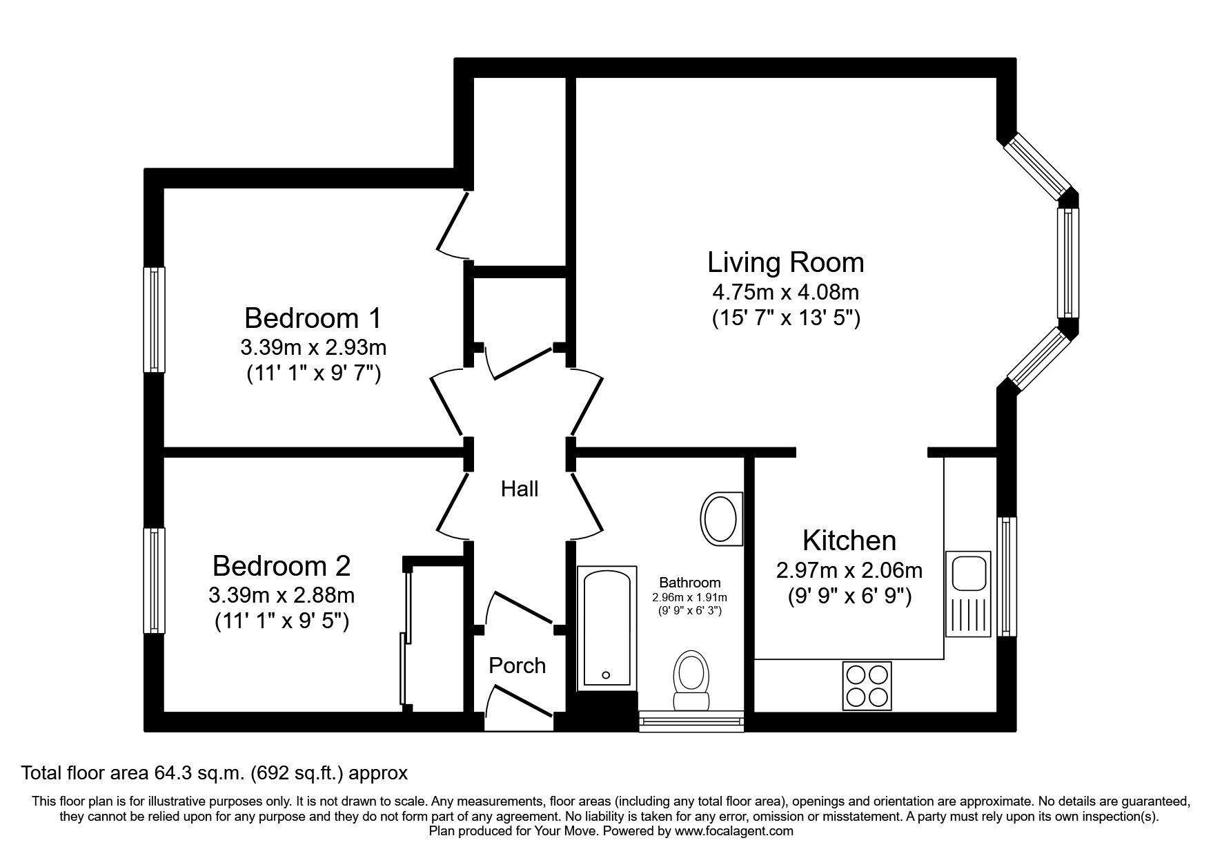 Floorplan of 2 bedroom  Flat to rent, Calcots Crescent, Elgin, Morayshire, IV30