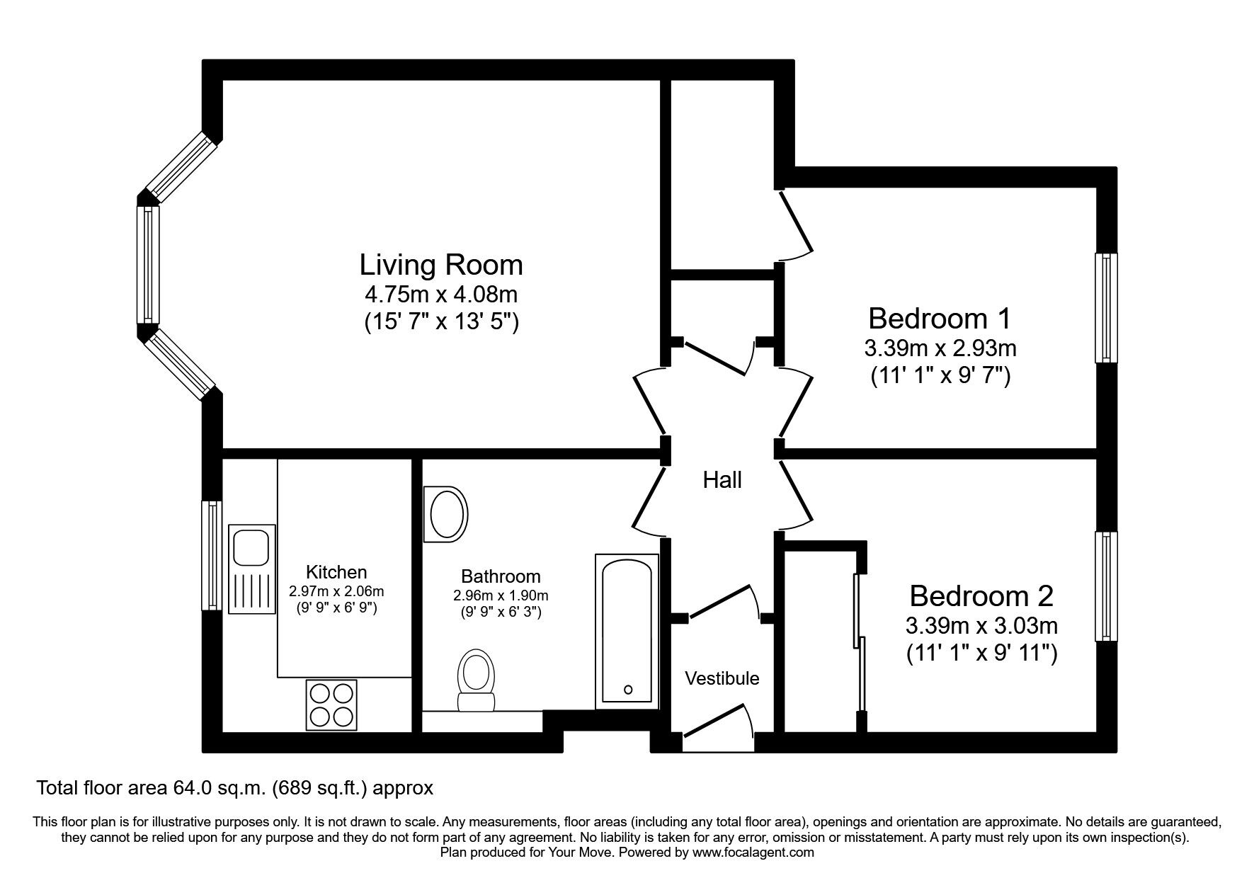 Floorplan of 2 bedroom Flat to rent, Calcots Crescent, Elgin, Morayshire, IV30