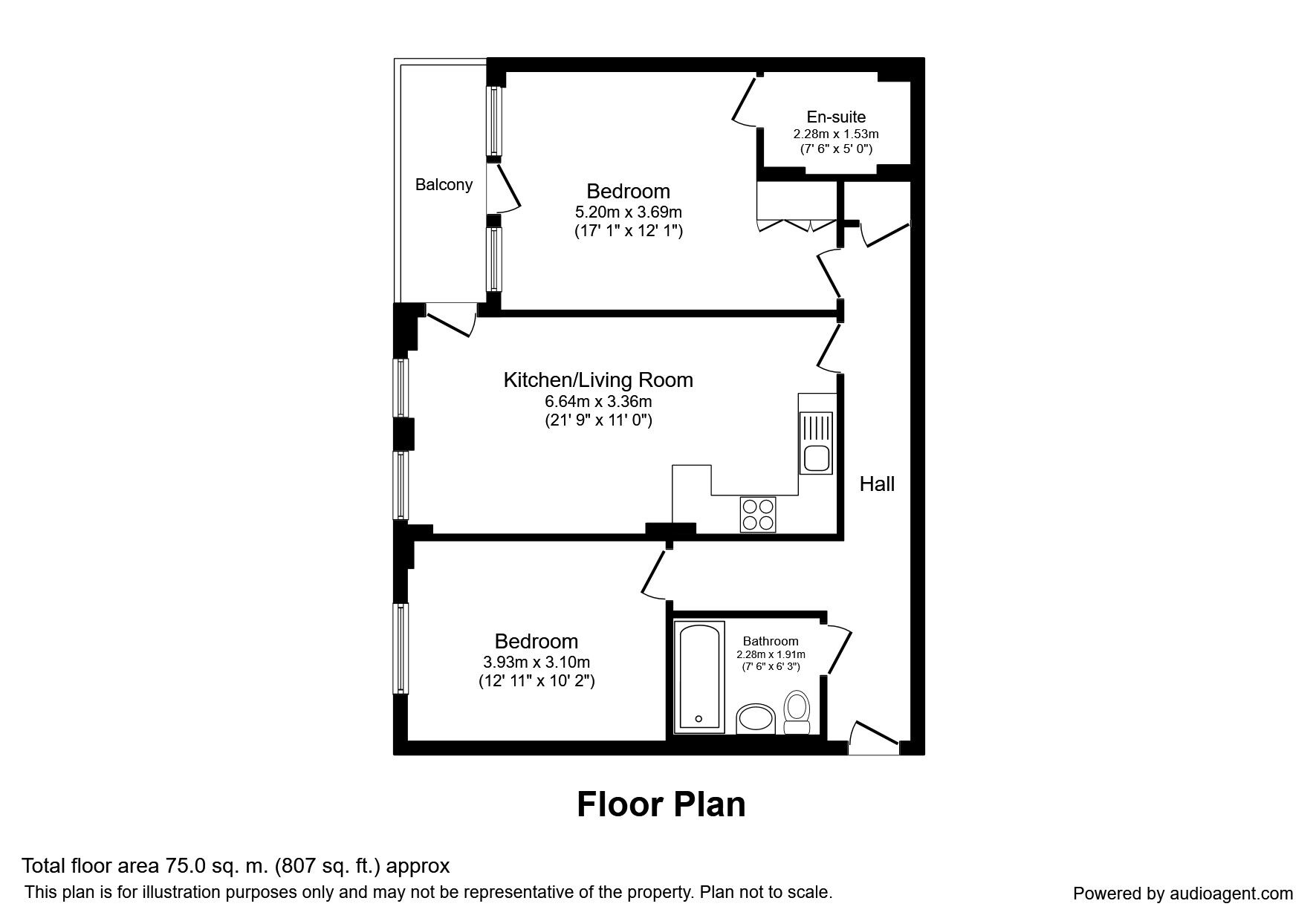 Floorplan of 2 bedroom  Flat to rent, Grove Place, London, SE9