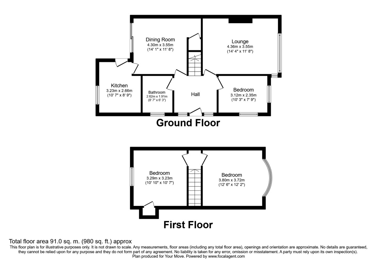 Floorplan of 3 bedroom Mid Terrace House to rent, Exford Road, London, SE12