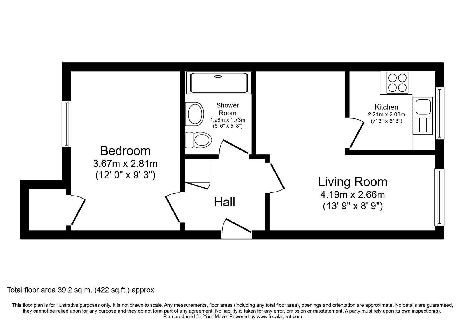Floorplan of 1 bedroom Flat to rent, Andrews Place, London, SE9