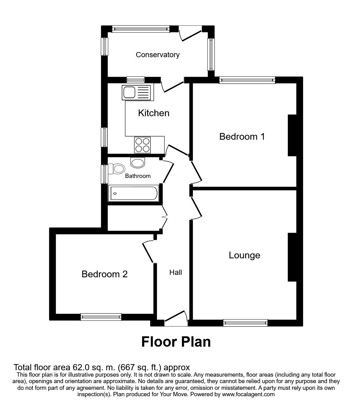 Floorplan of 2 bedroom  Flat for sale, Alwold Crescent, London, SE12