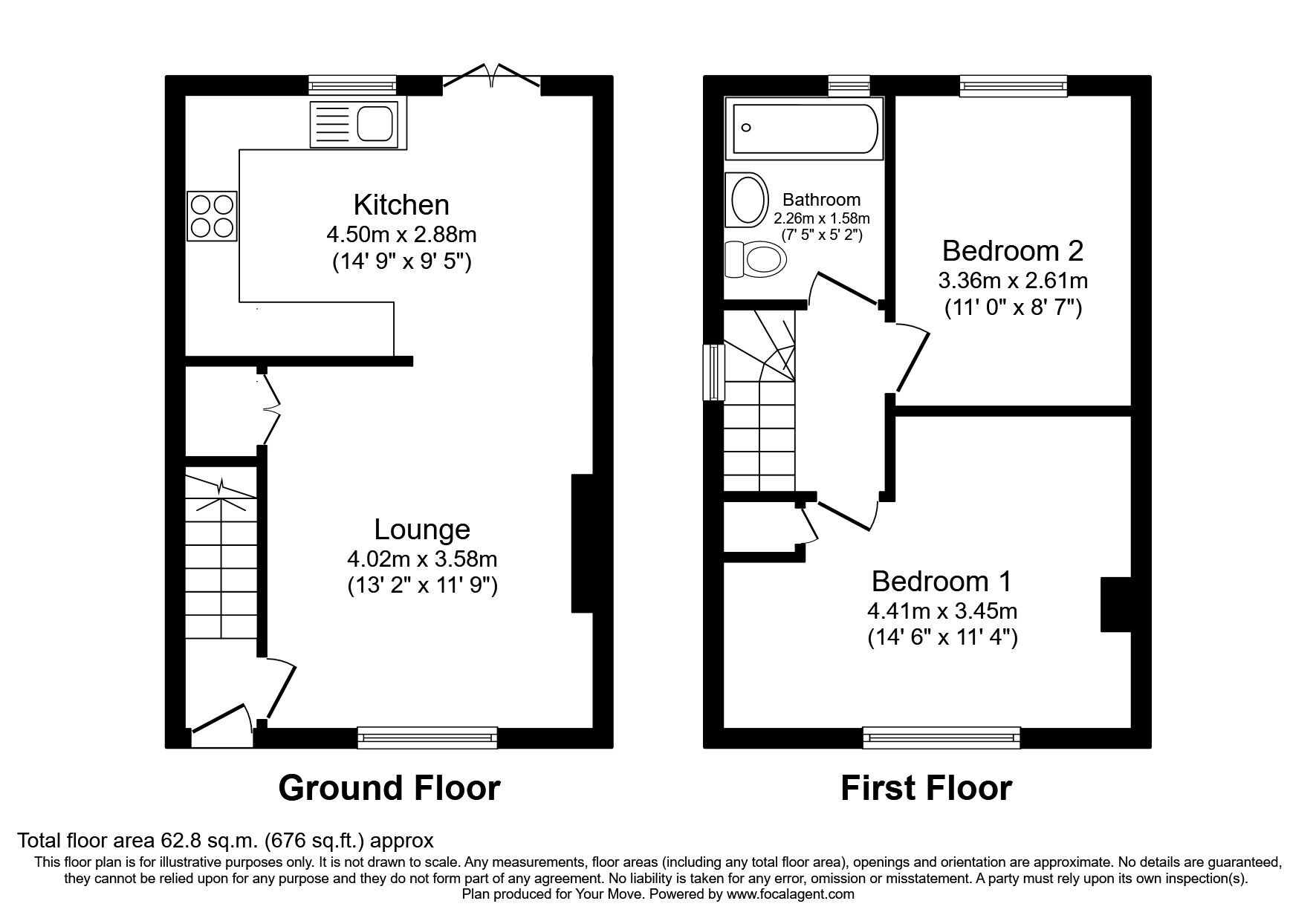 Floorplan of 2 bedroom End Terrace House to rent, Eltham Hill, London, SE9