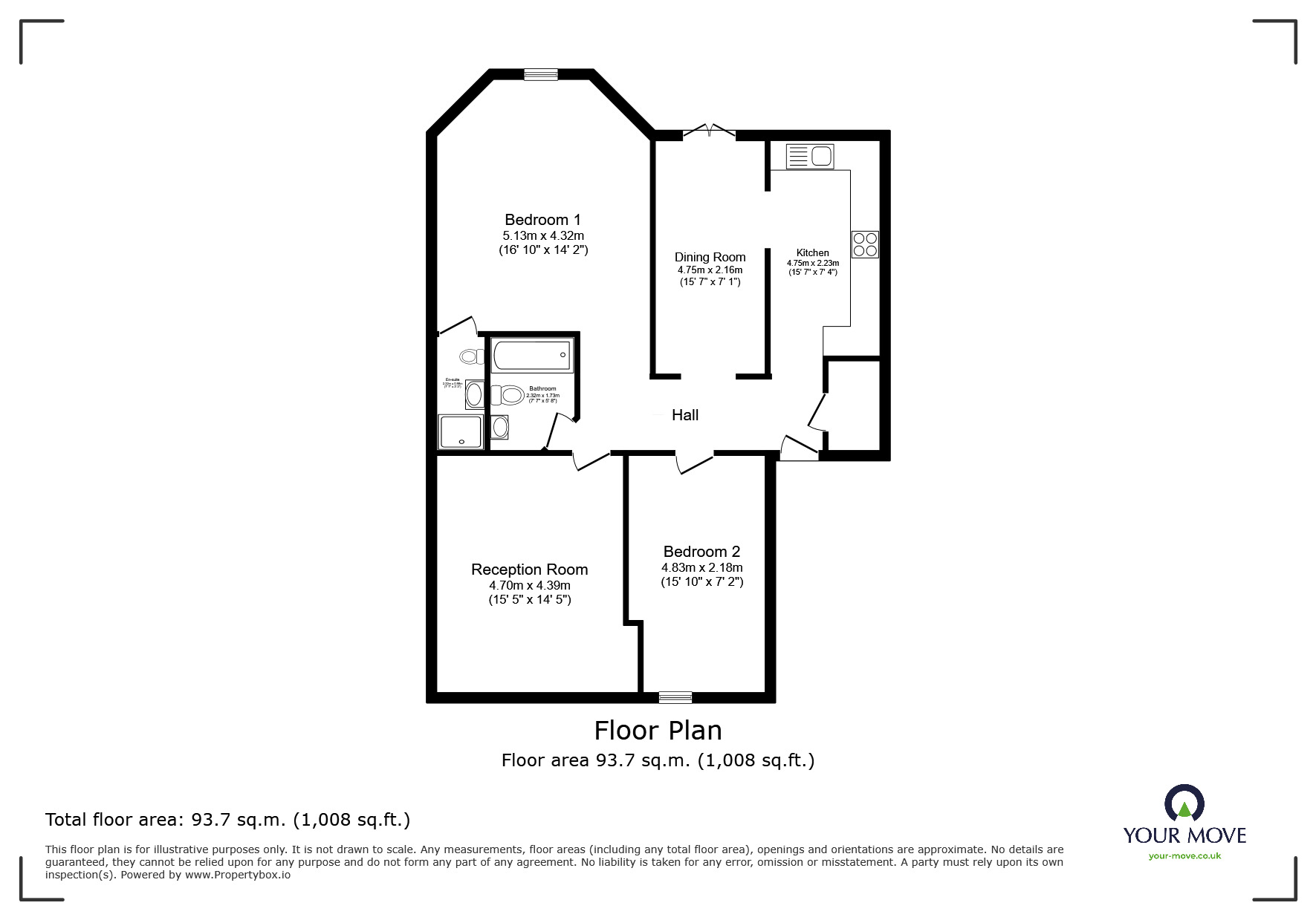 Floorplan of 2 bedroom Mid Terrace Flat for sale, Lee Terrace, London, SE3