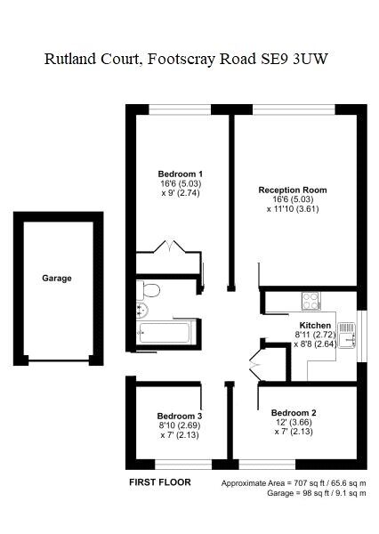 Floorplan of 3 bedroom  Flat for sale, Footscray Road, London, SE9