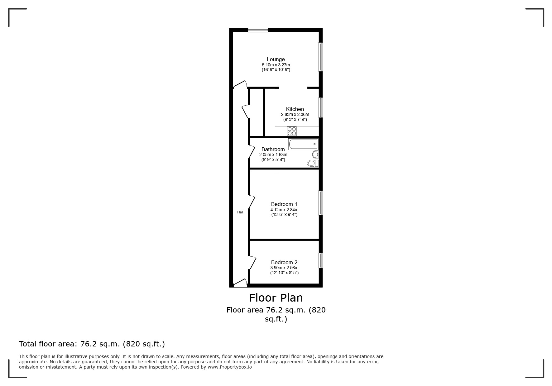 Floorplan of 2 bedroom Flat for sale, Marlowe Gardens, London, SE9