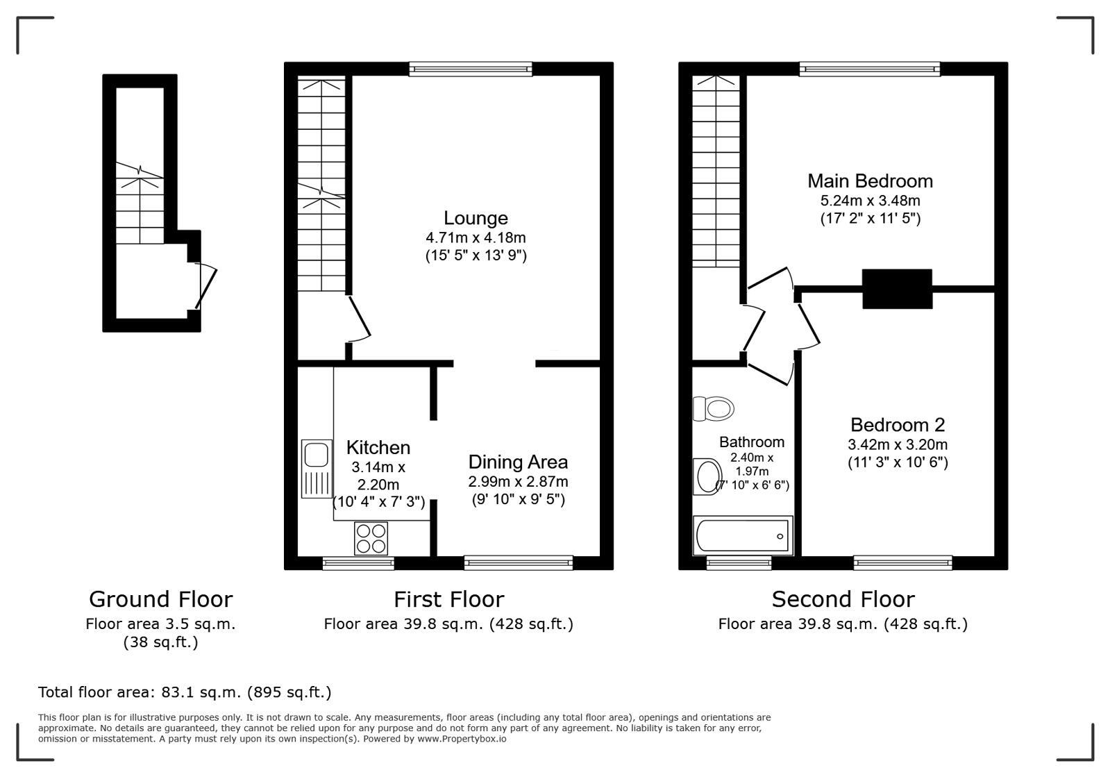 Floorplan of 2 bedroom Flat for sale, Southbourne Gardens, London, SE12