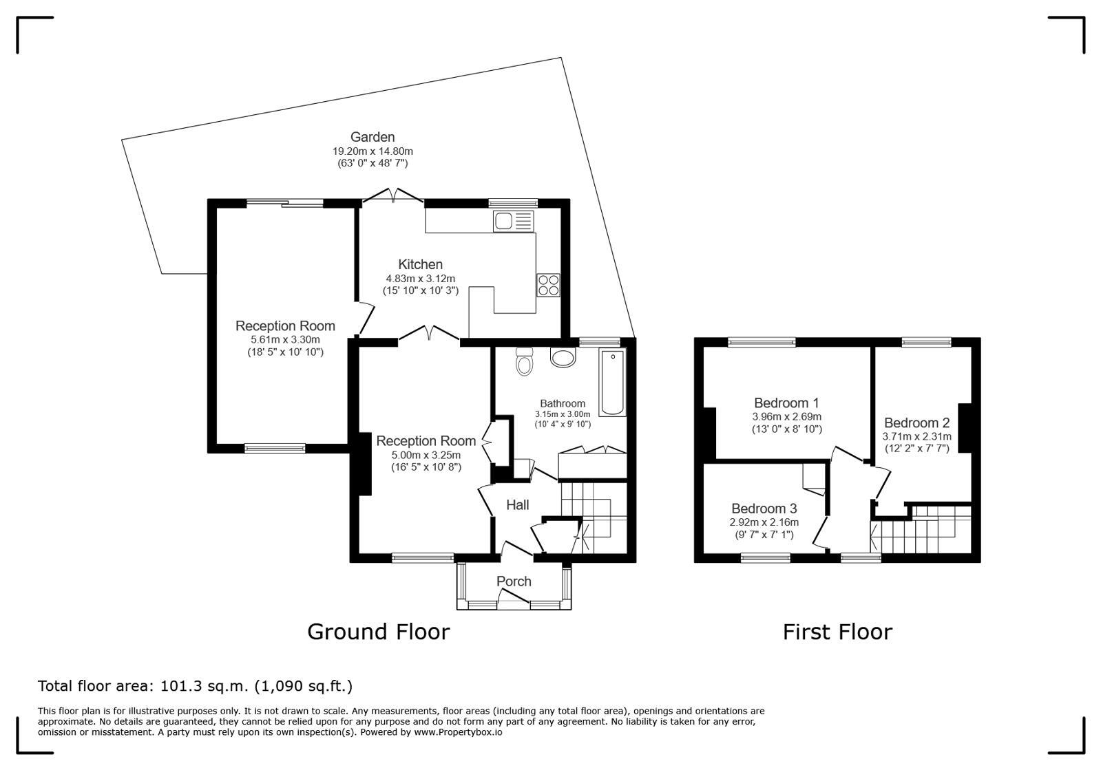 Floorplan of 3 bedroom End Terrace House for sale, Granby Road, London, SE9