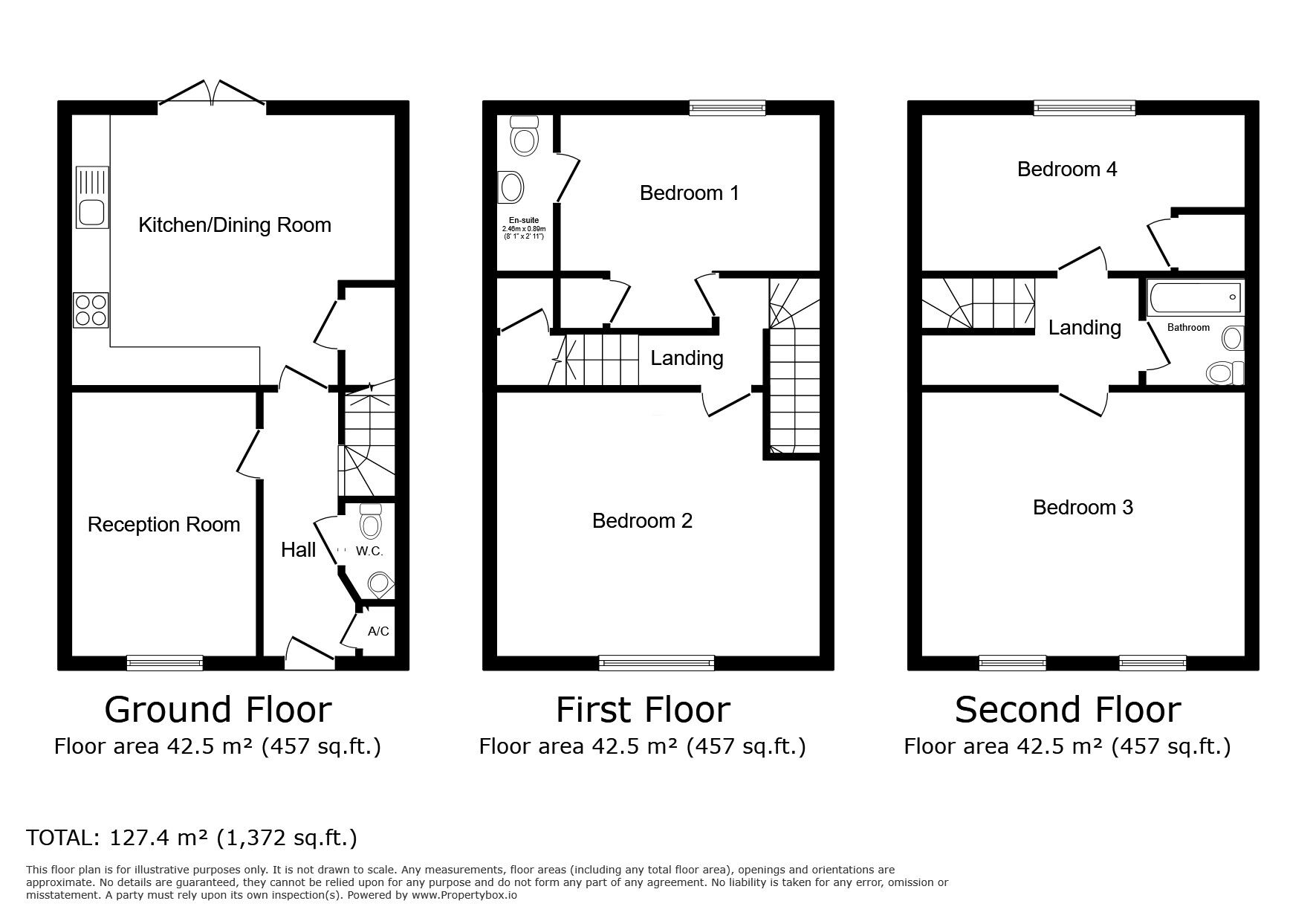 Floorplan of 4 bedroom Mid Terrace House to rent, St. Davids Hill, Exeter, EX4
