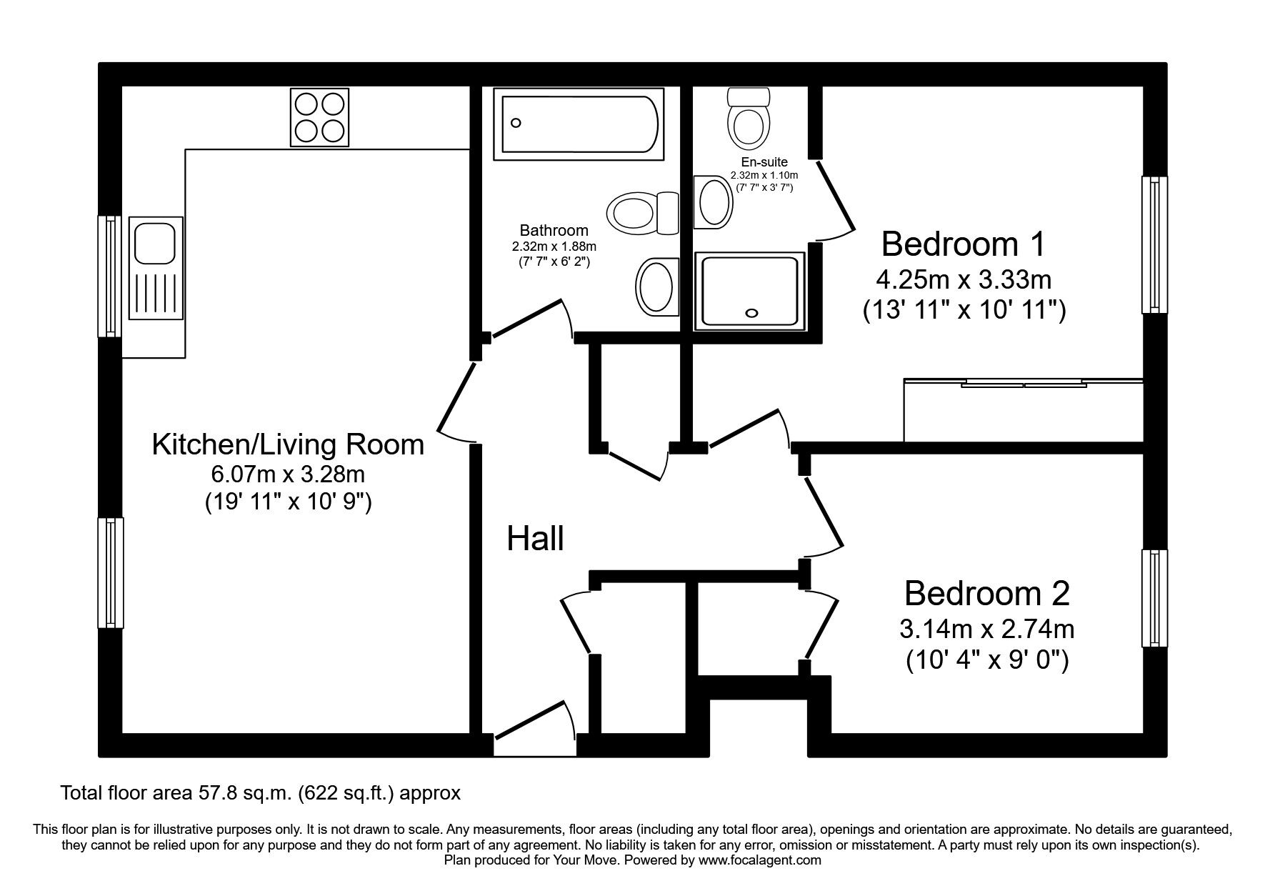 Floorplan of 2 bedroom  Flat for sale, Bellsmeadow Road, Falkirk, Stirlingshire, FK1