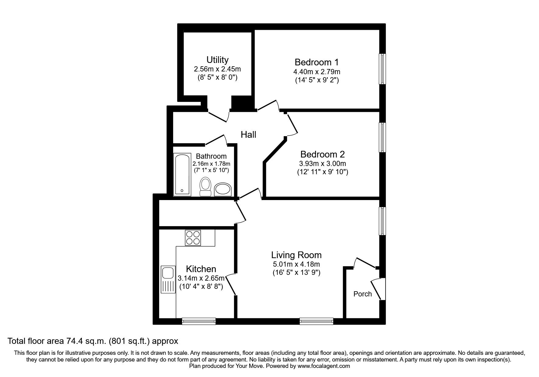 Floorplan of 2 bedroom  Flat to rent, Grahams Road, Falkirk, Stirlingshire, FK2
