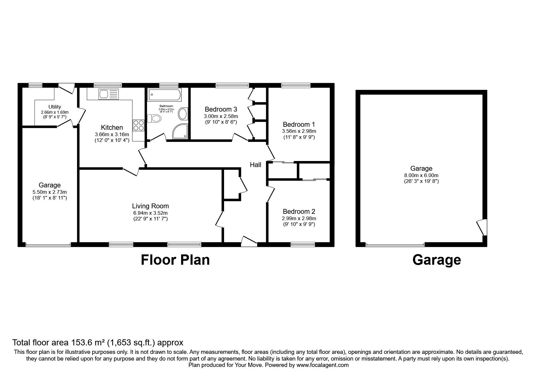 Floorplan of 3 bedroom Detached Bungalow for sale, Aller Place, Livingston, West Lothian, EH54
