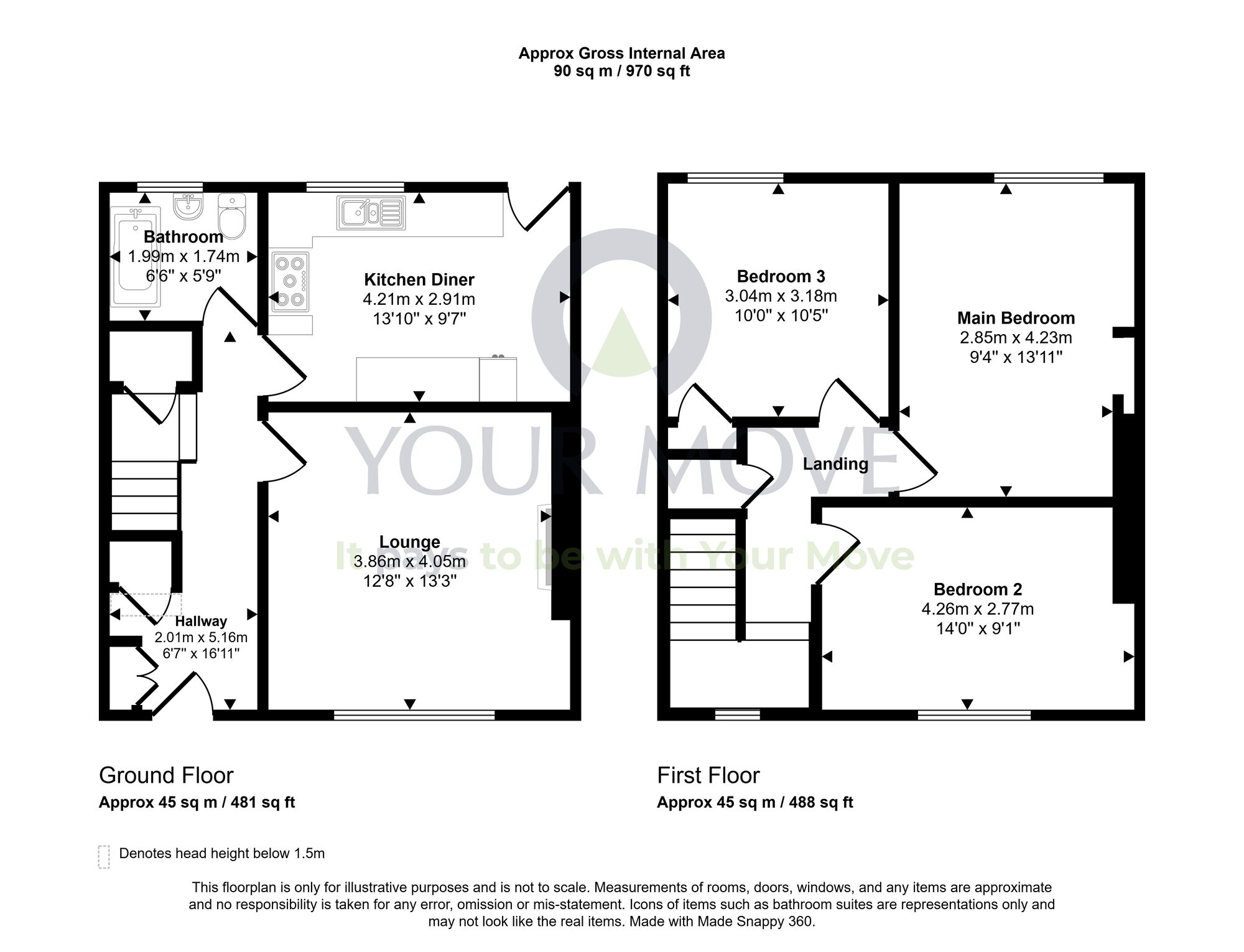 Floorplan of 3 bedroom Mid Terrace House for sale, Ross Crescent, Falkirk, FK1