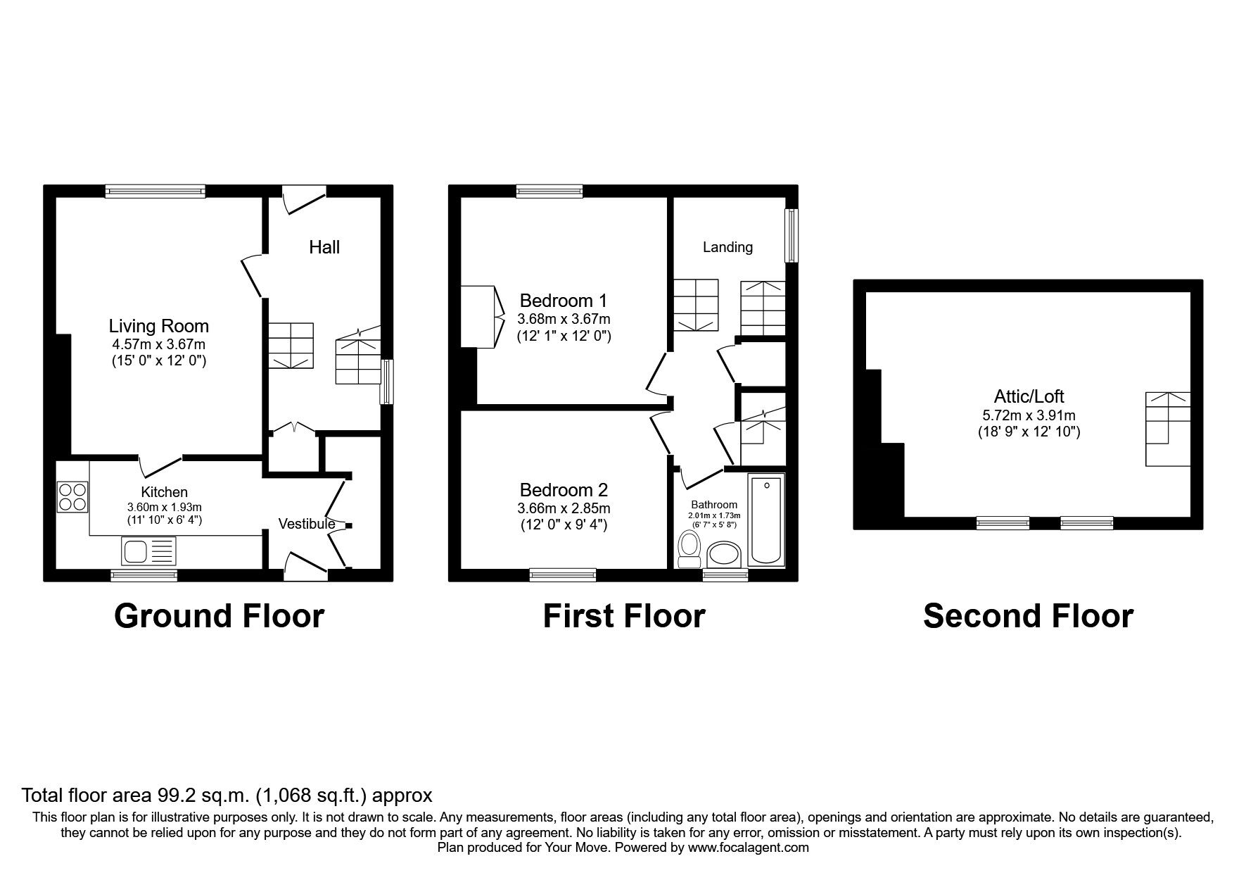Floorplan of 2 bedroom Semi Detached House for sale, Glebe Terrace, Uphall, West Lothian, EH52