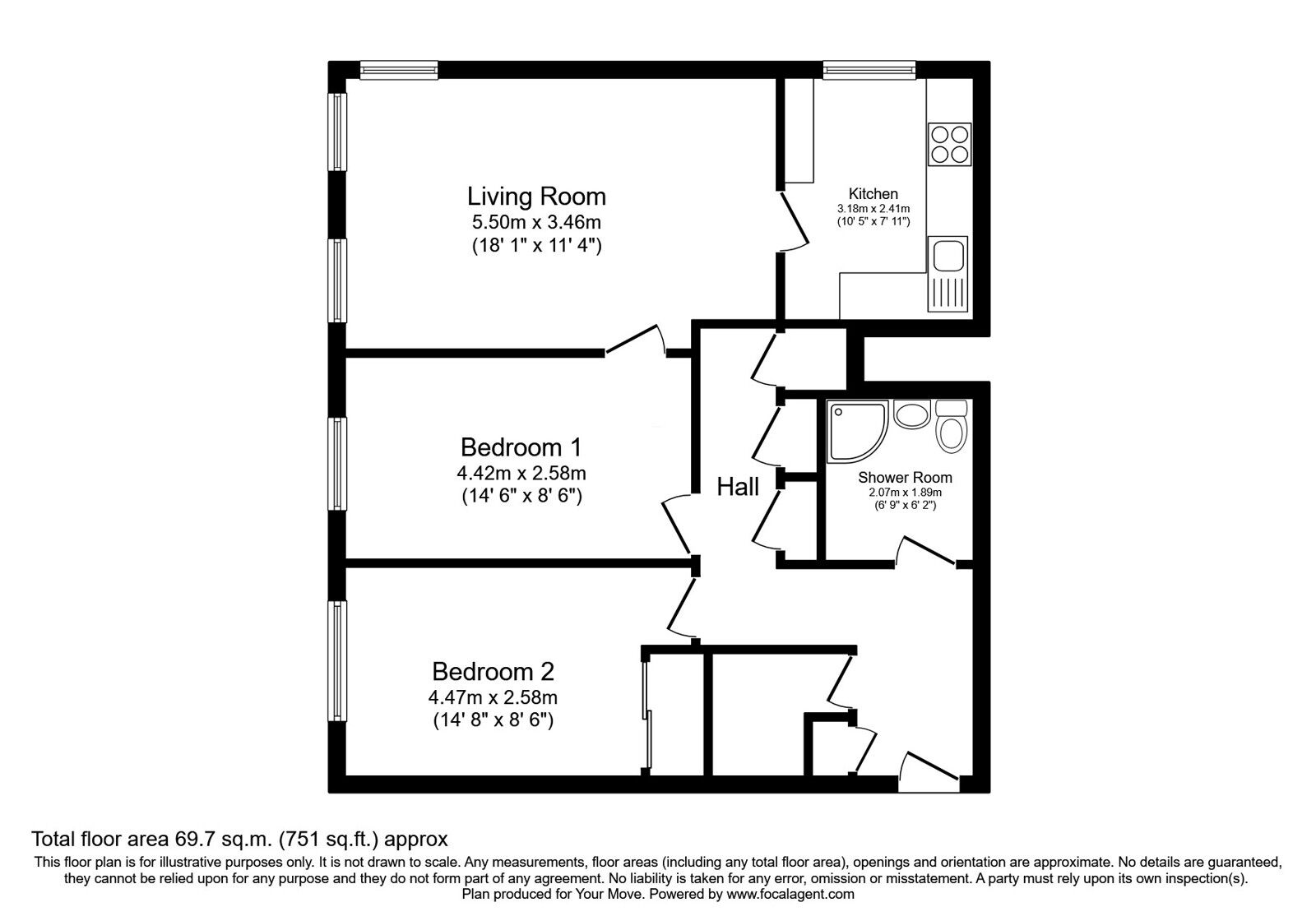 Floorplan of 2 bedroom  Flat for sale, Seaton Place, Falkirk, Stirlingshire, FK1