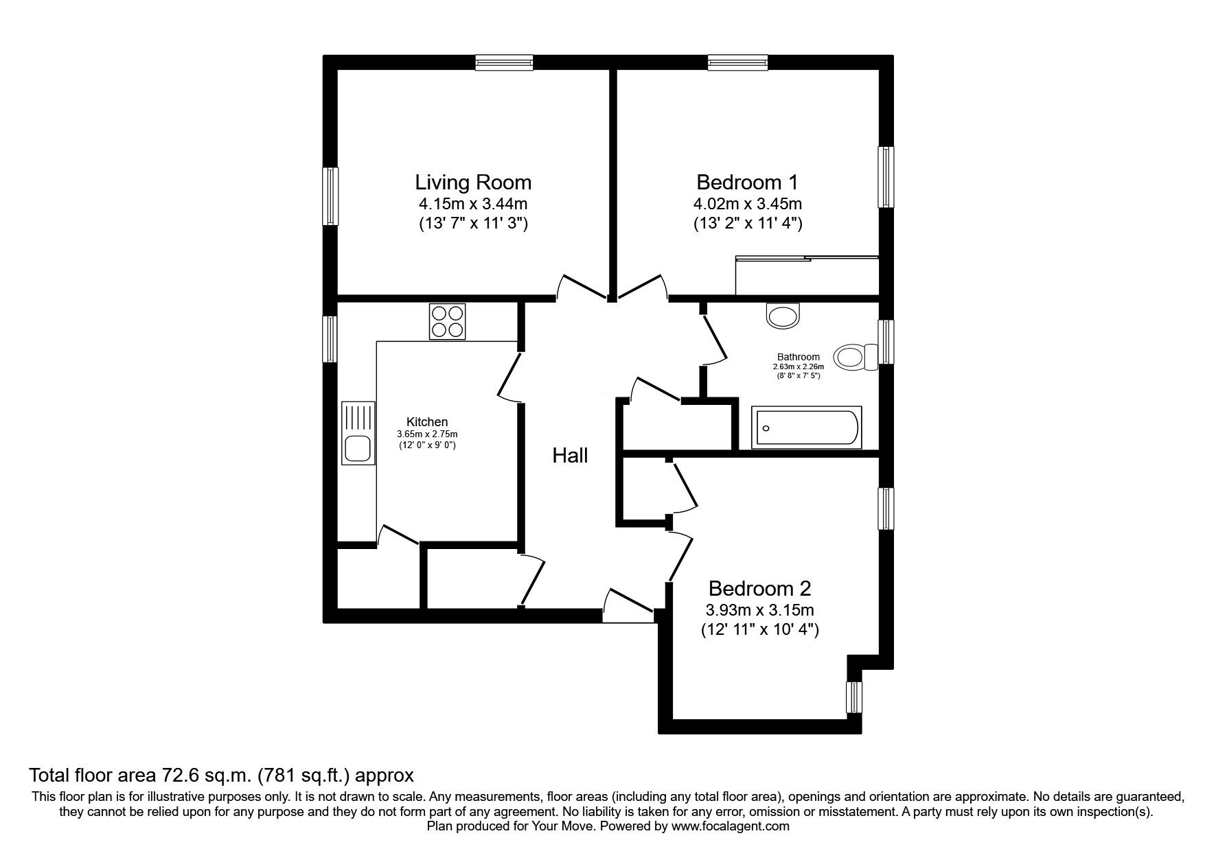 Floorplan of 2 bedroom  Flat for sale, Knightsridge House, Watson Green, West Lothian, EH54