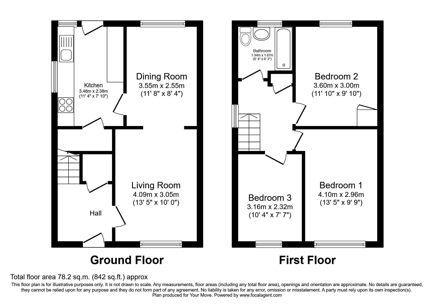 Floorplan of 3 bedroom Semi Detached House for sale, Roselea Drive, Brightons, Stirlingshire, FK2