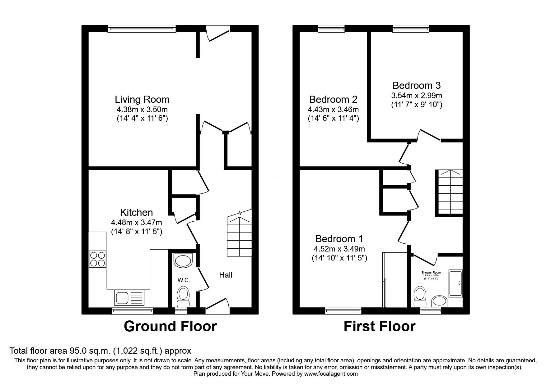 Floorplan of 3 bedroom Mid Terrace House for sale, Cuillin Court, Falkirk, Stirlingshire, FK1
