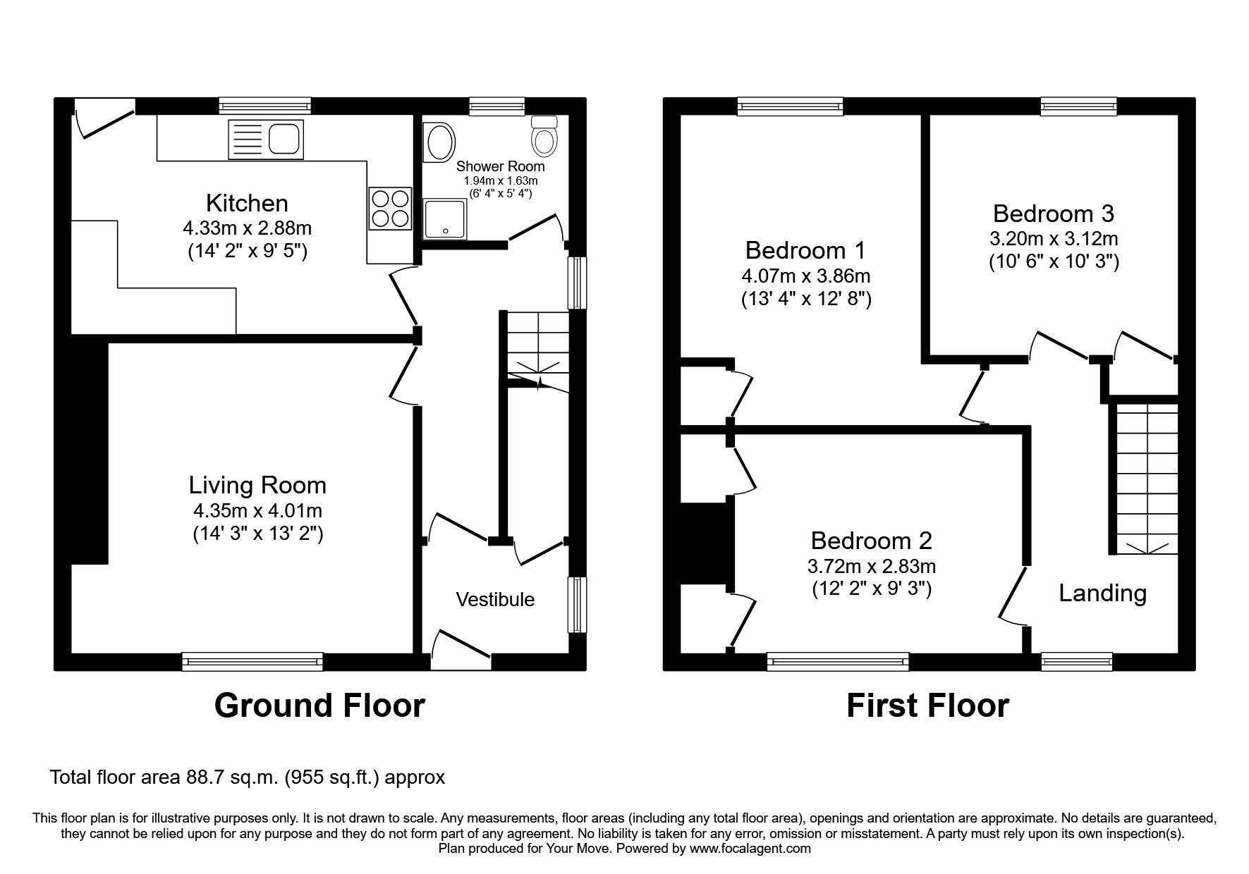 Floorplan of 3 bedroom Semi Detached House to rent, Douglas Avenue, Brightons, Stirlingshire, FK2