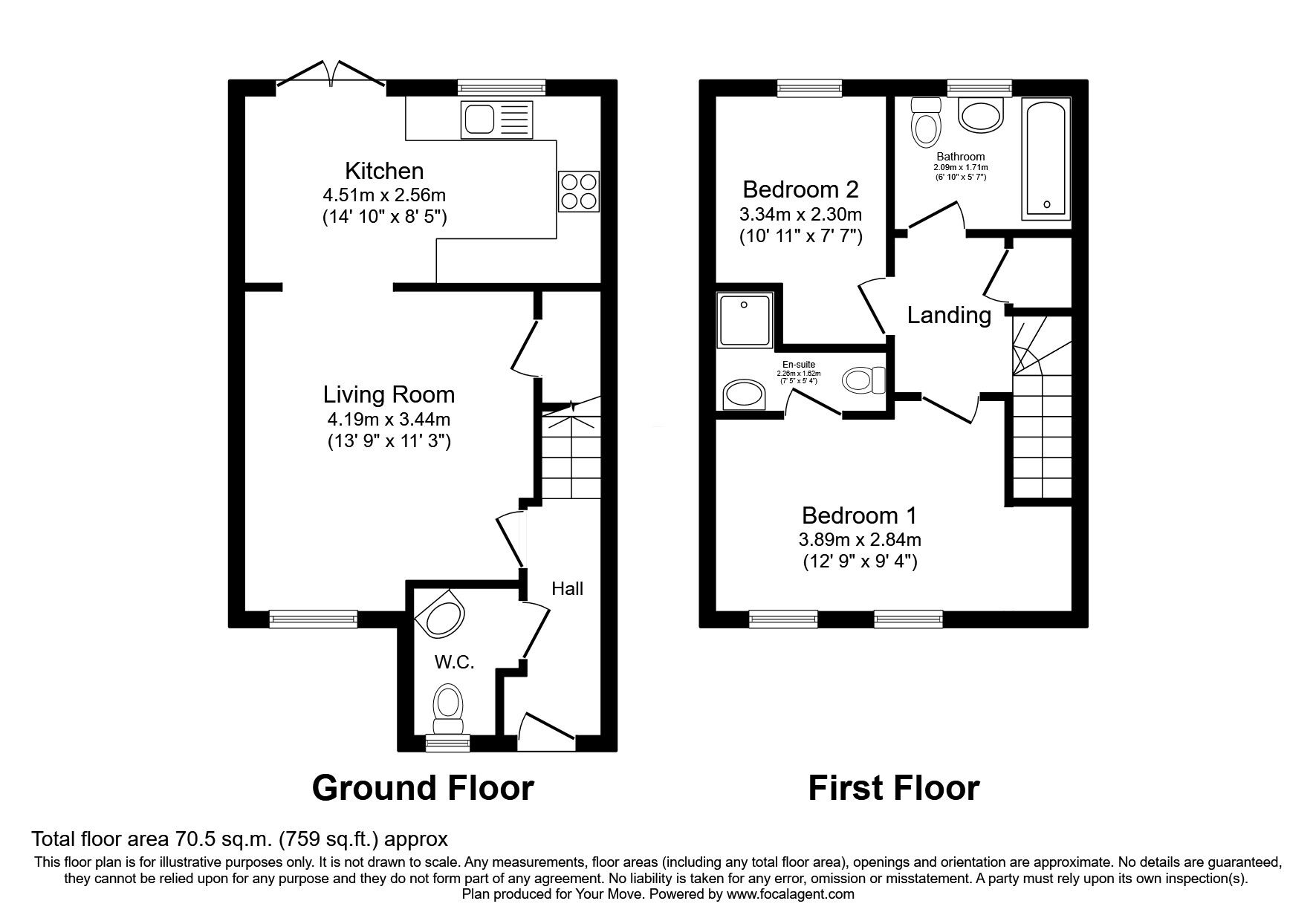 Floorplan of 2 bedroom Semi Detached House for sale, Canalside Drive, Reddingmuirhead, Stirlingshire, FK2