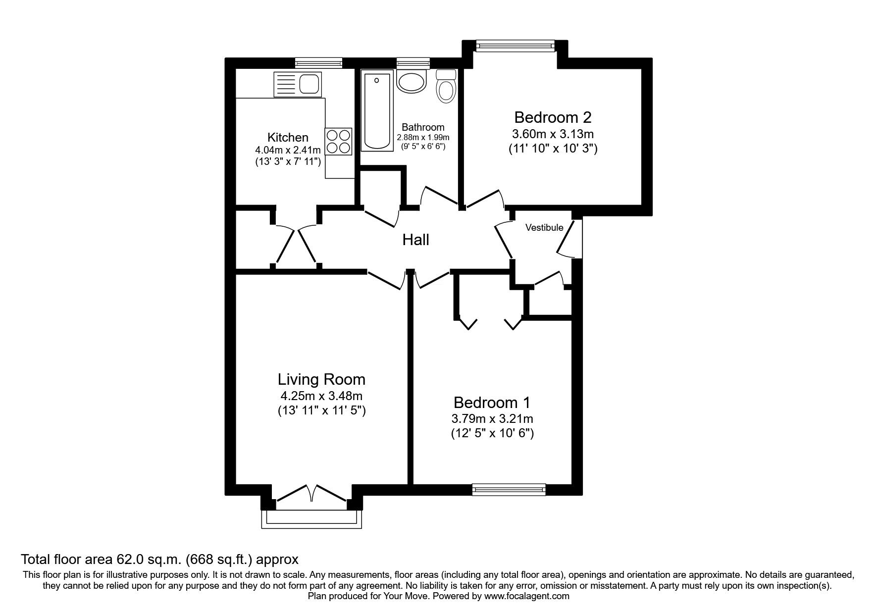 Floorplan of 2 bedroom  Flat for sale, Canavan Court, Falkirk, Stirlingshire, FK2