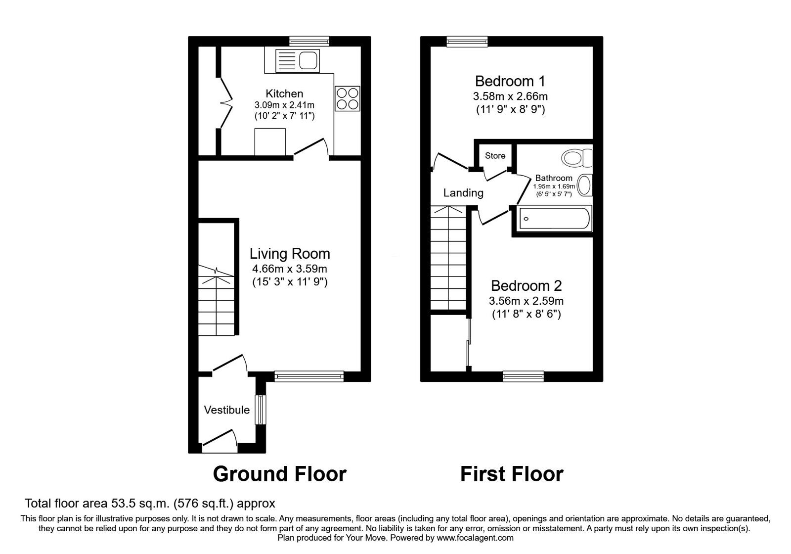 Floorplan of 2 bedroom Mid Terrace House for sale, Kingsfield, Linlithgow, West Lothian, EH49